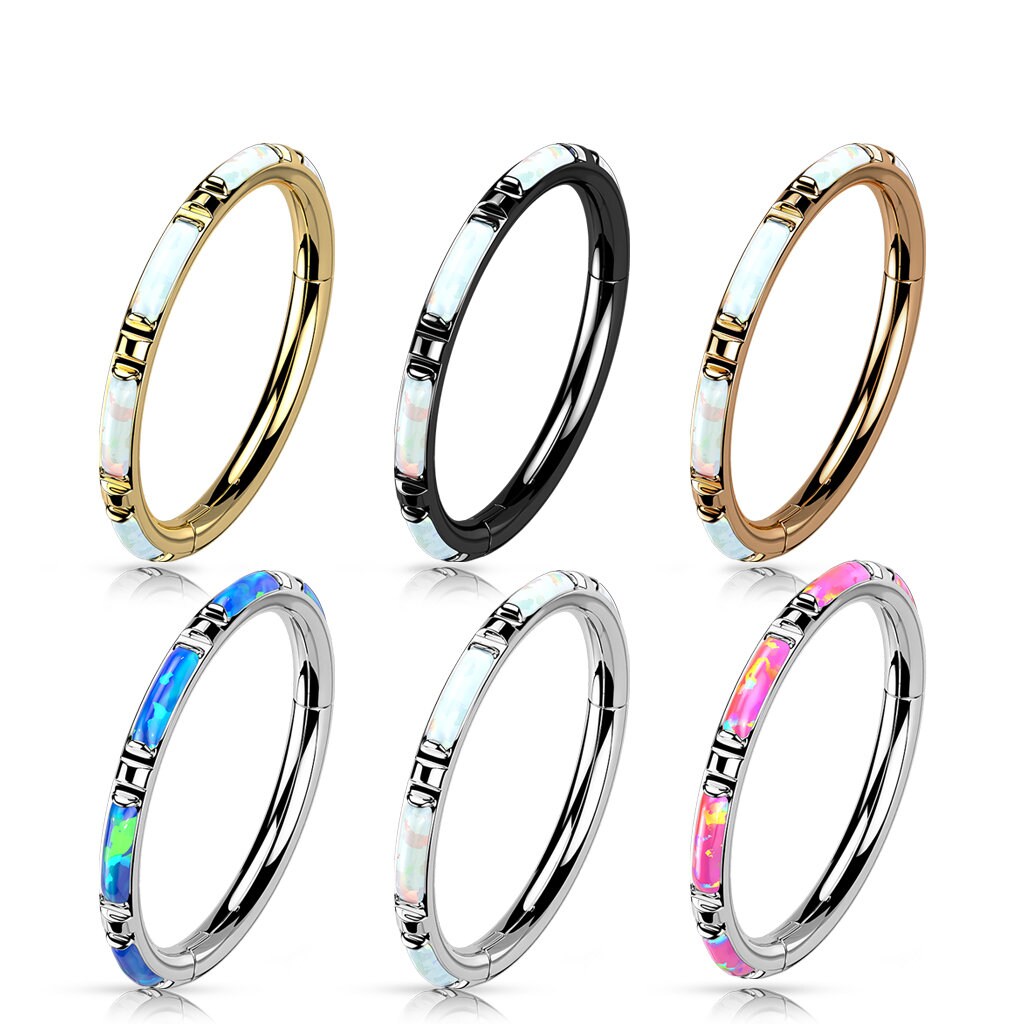 Lueur d’Opale Helix Earring-Cartilage Earring-Black-8mm Inner Diameter-Elara Body Jewelry