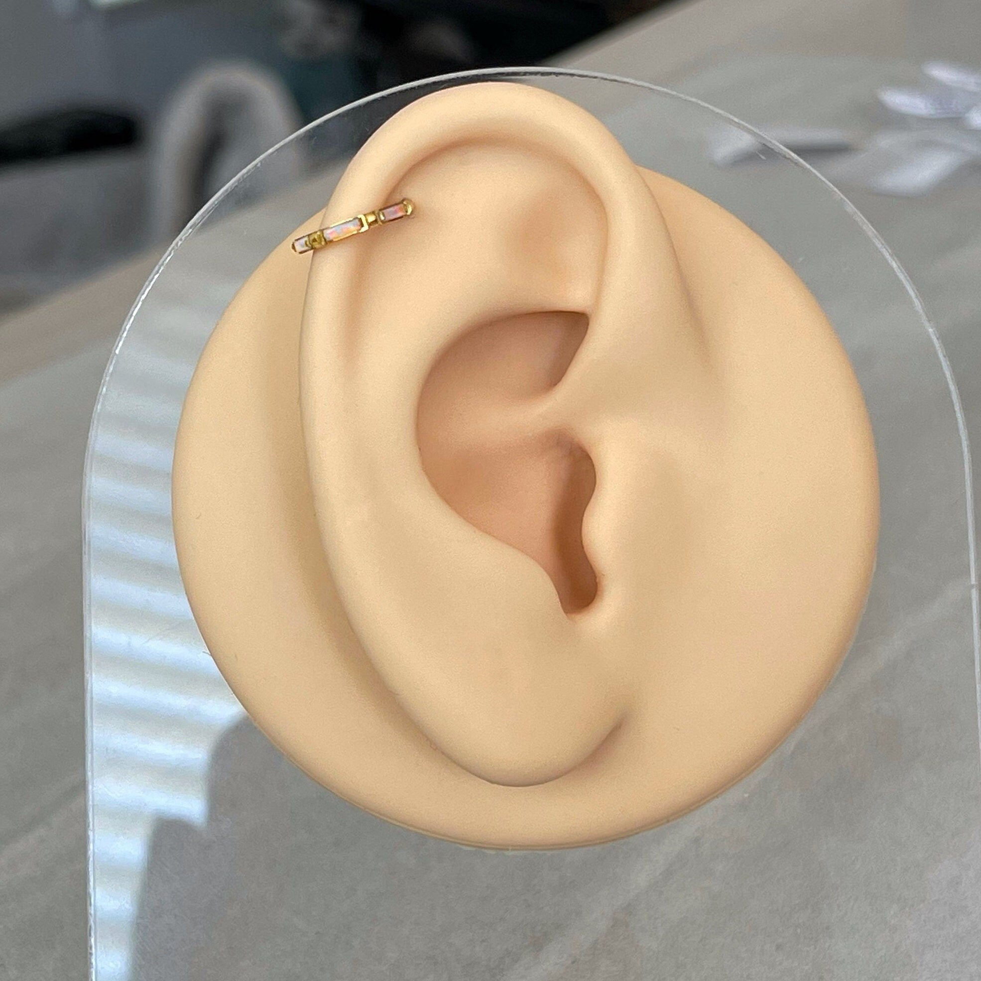 Lueur d’Opale Helix Earring-Cartilage Earring-Gold-8mm Inner Diameter-Elara Body Jewelry