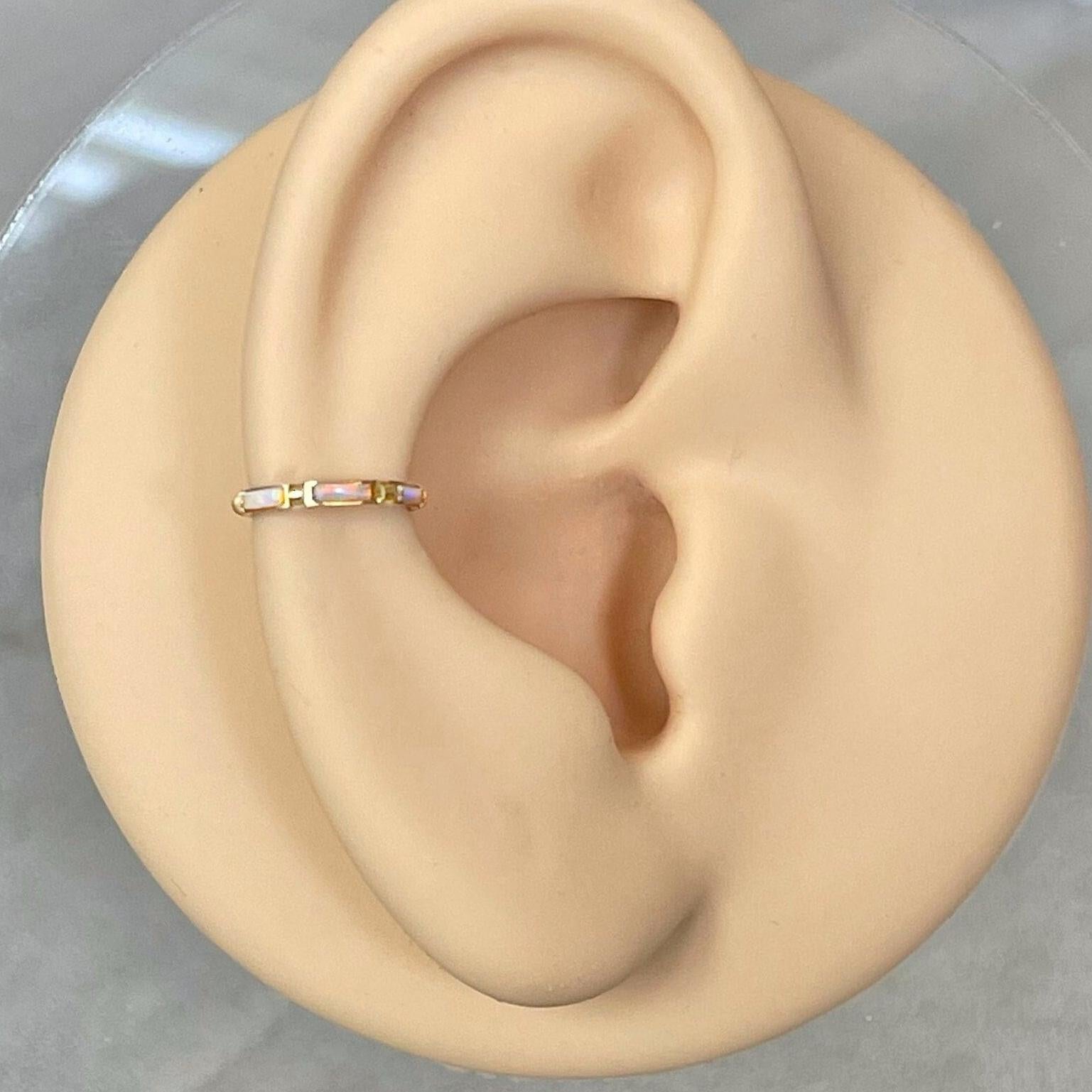 Lueur d’Opale Helix Earring-Cartilage Earring-Gold-8mm Inner Diameter-Elara Body Jewelry