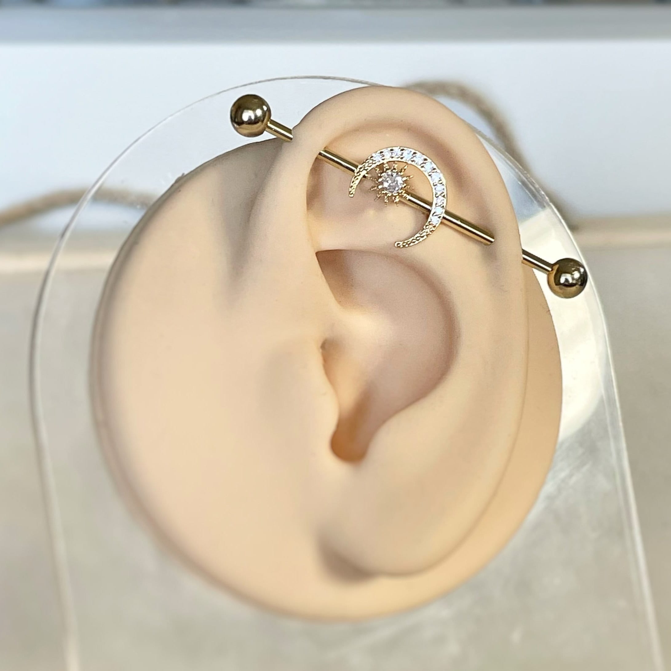 Lunar Arc Industrial Piercing-Industrial Barbell-Elara Body Jewelry