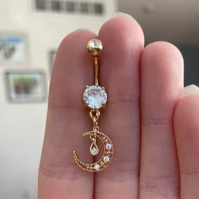 Lunar Eclipse Belly Button Ring-Belly Button Rings-Gold-Elara Body Jewelry