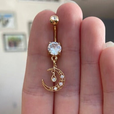 Lunar Eclipse Belly Button Ring-Belly Button Rings-Gold-Elara Body Jewelry