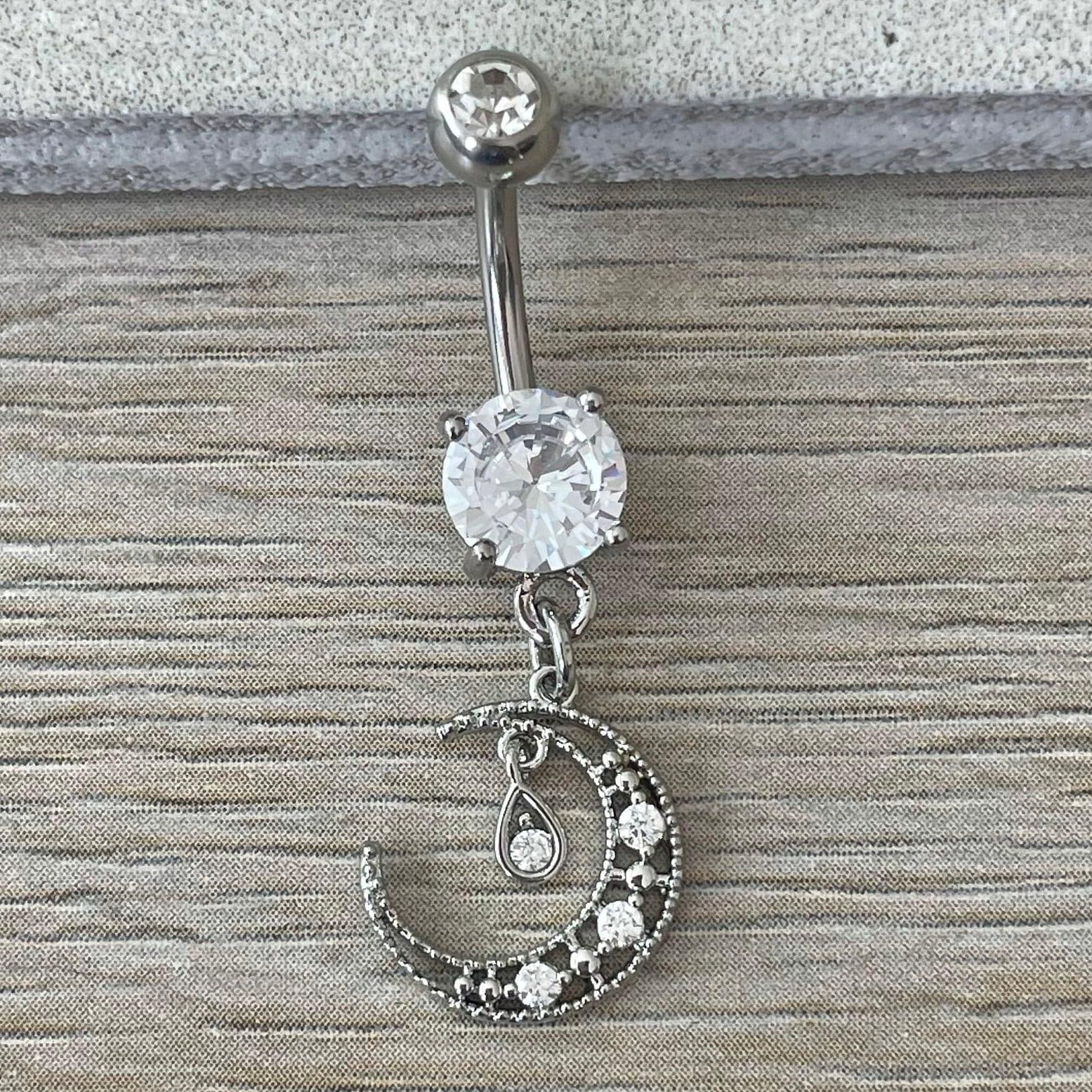 Lunar Eclipse Belly Button Ring-Belly Button Rings-Silver-Elara Body Jewelry
