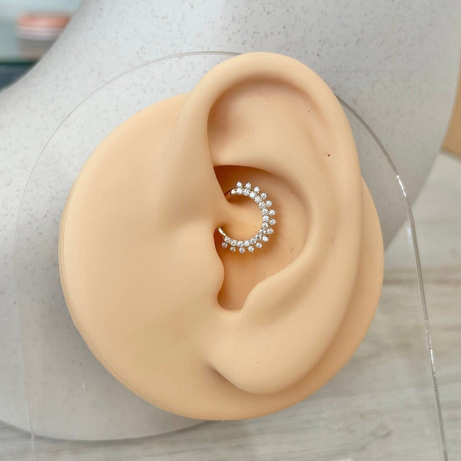 Lunara Shine Daith Earring-Daith Earring-8mm Diameter-Yellow Gold-Elara Body Jewelry