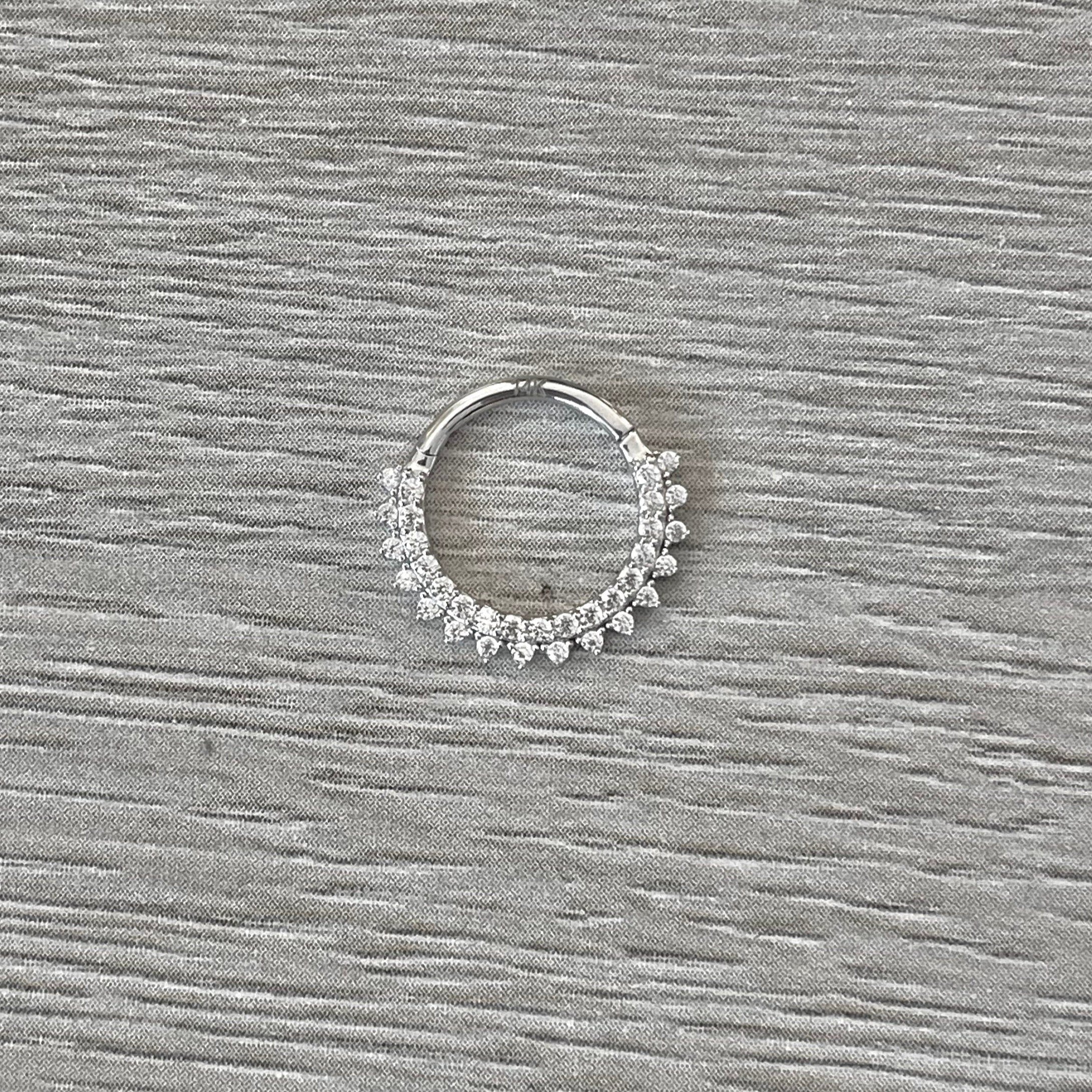 Lunara Shine Septum Ring-Septum Ring-8mm Diameter-White Gold-Elara Body Jewelry
