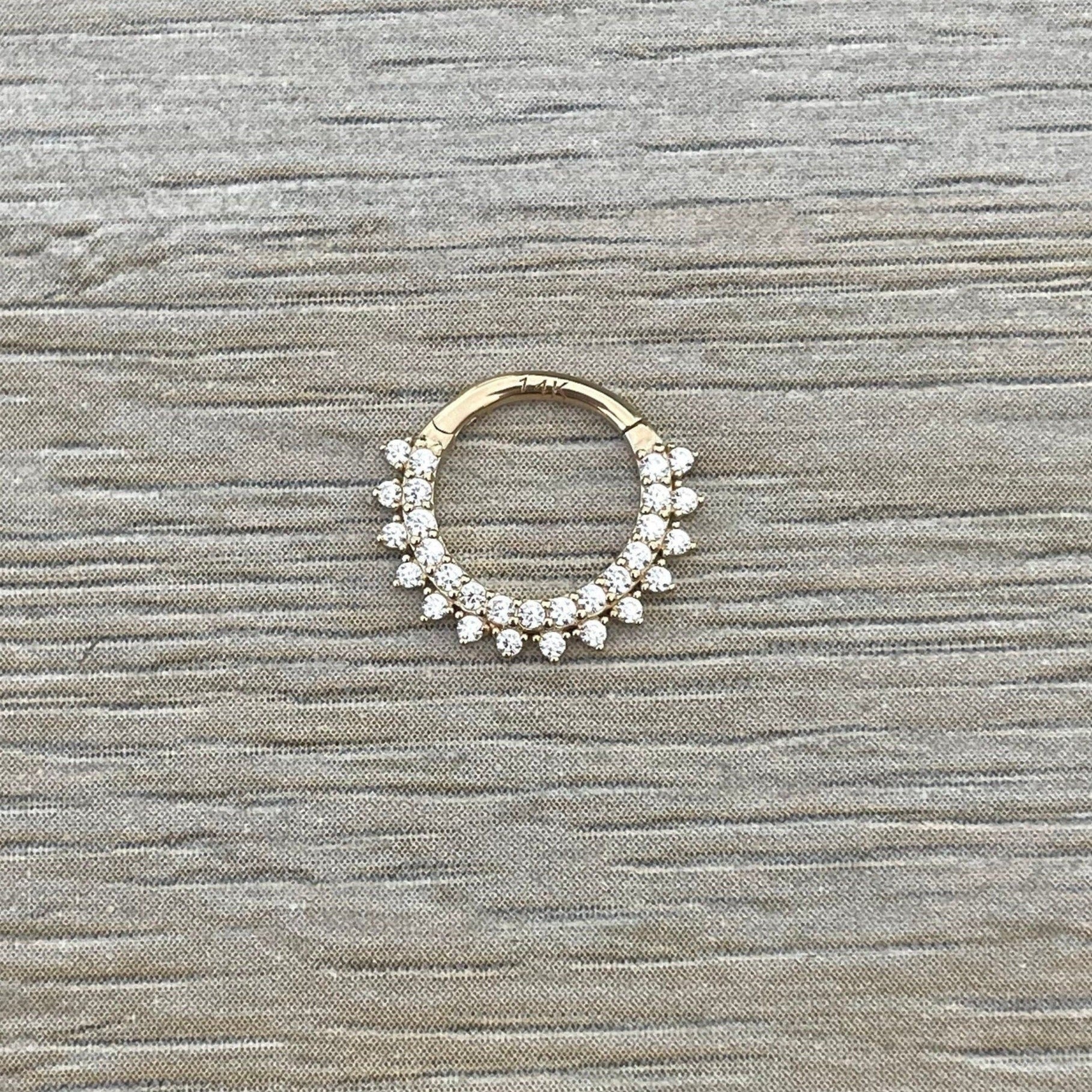 Lunara Shine Septum Ring-Septum Ring-8mm Diameter-Yellow Gold-Elara Body Jewelry