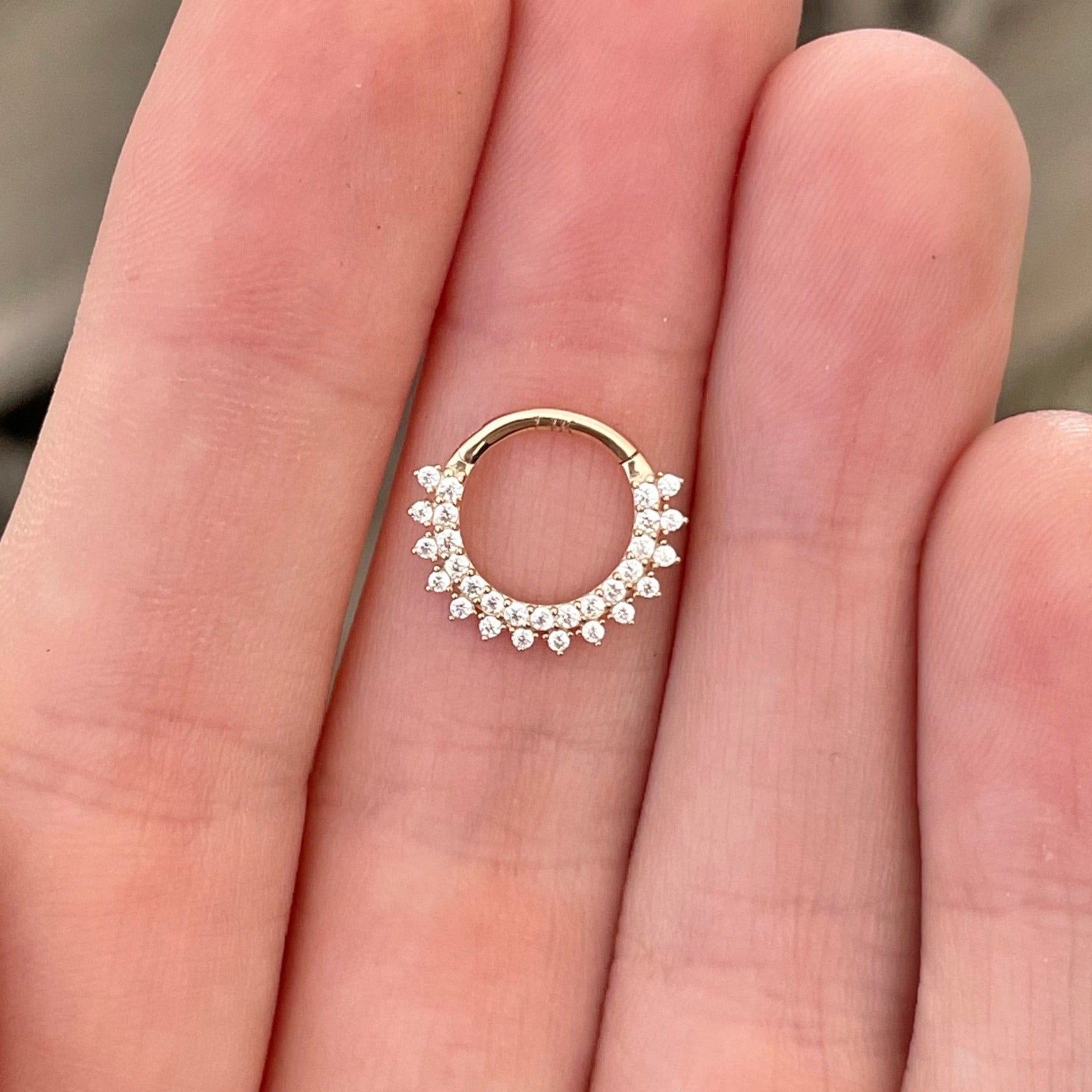 Lunara Shine Septum Ring-Septum Ring-8mm Diameter-Yellow Gold-Elara Body Jewelry