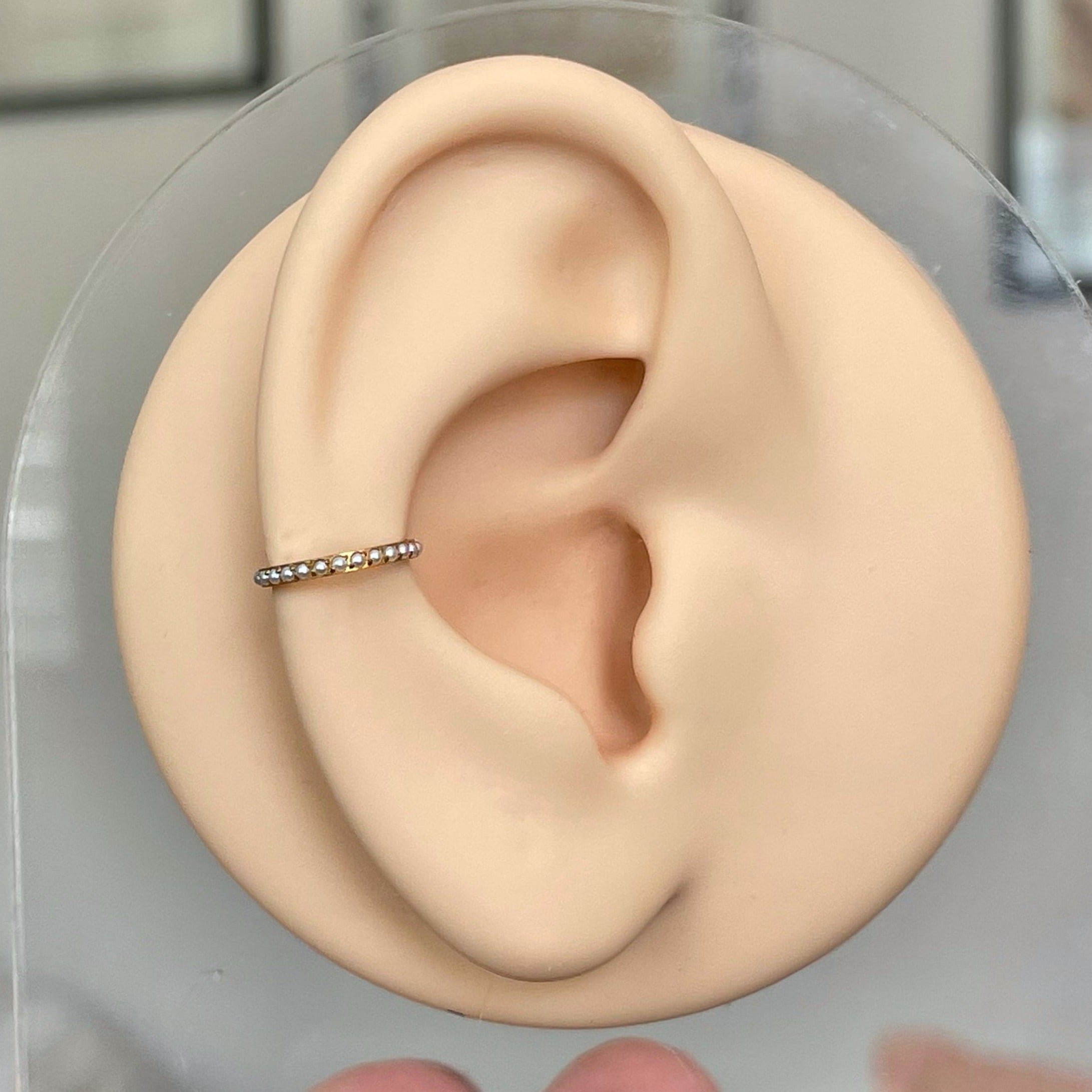 Lune de Perle Conch Earring-Segmented Hoop Clicker-Elara Body Jewelry