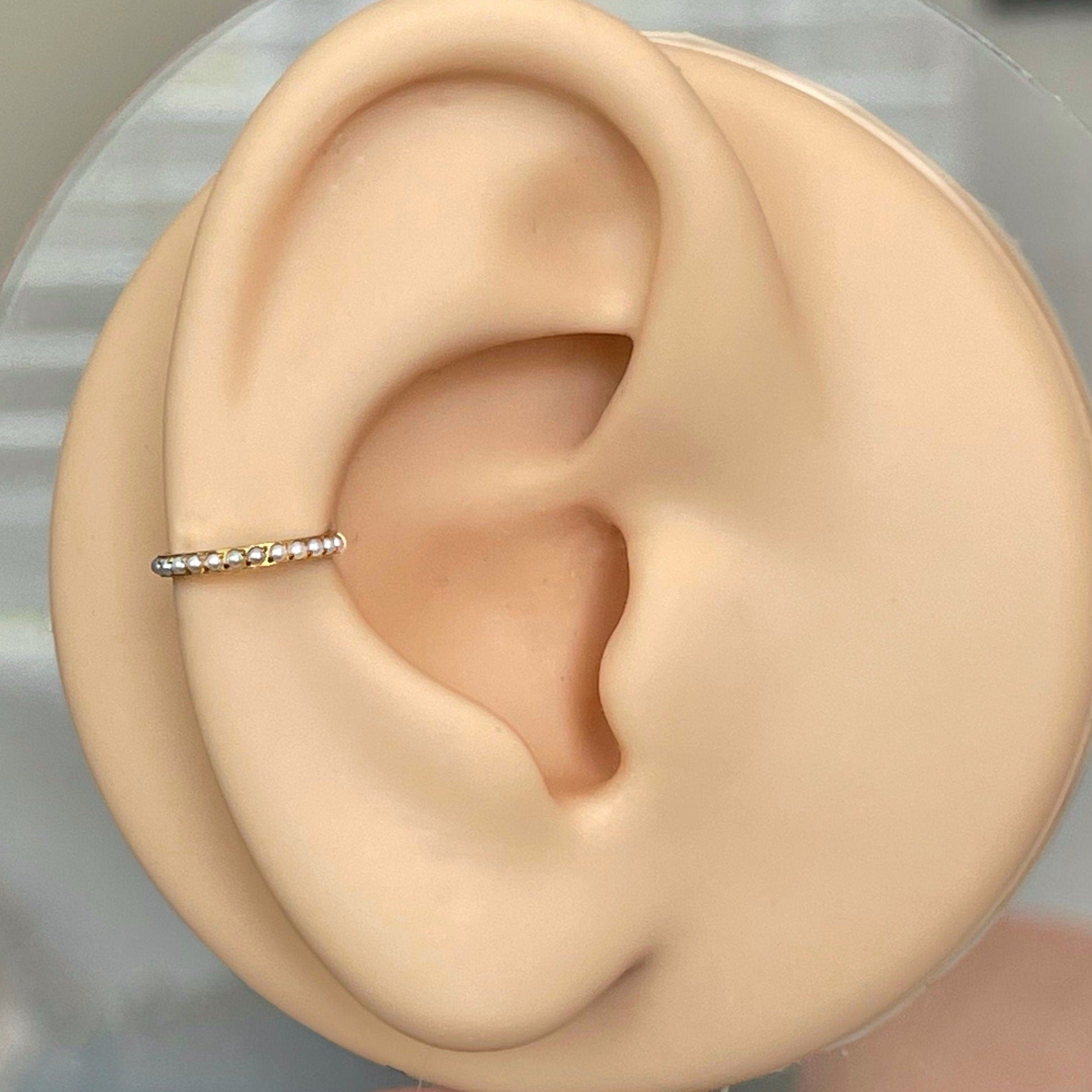 Lune de Perle Conch Earring-Segmented Hoop Clicker-Elara Body Jewelry