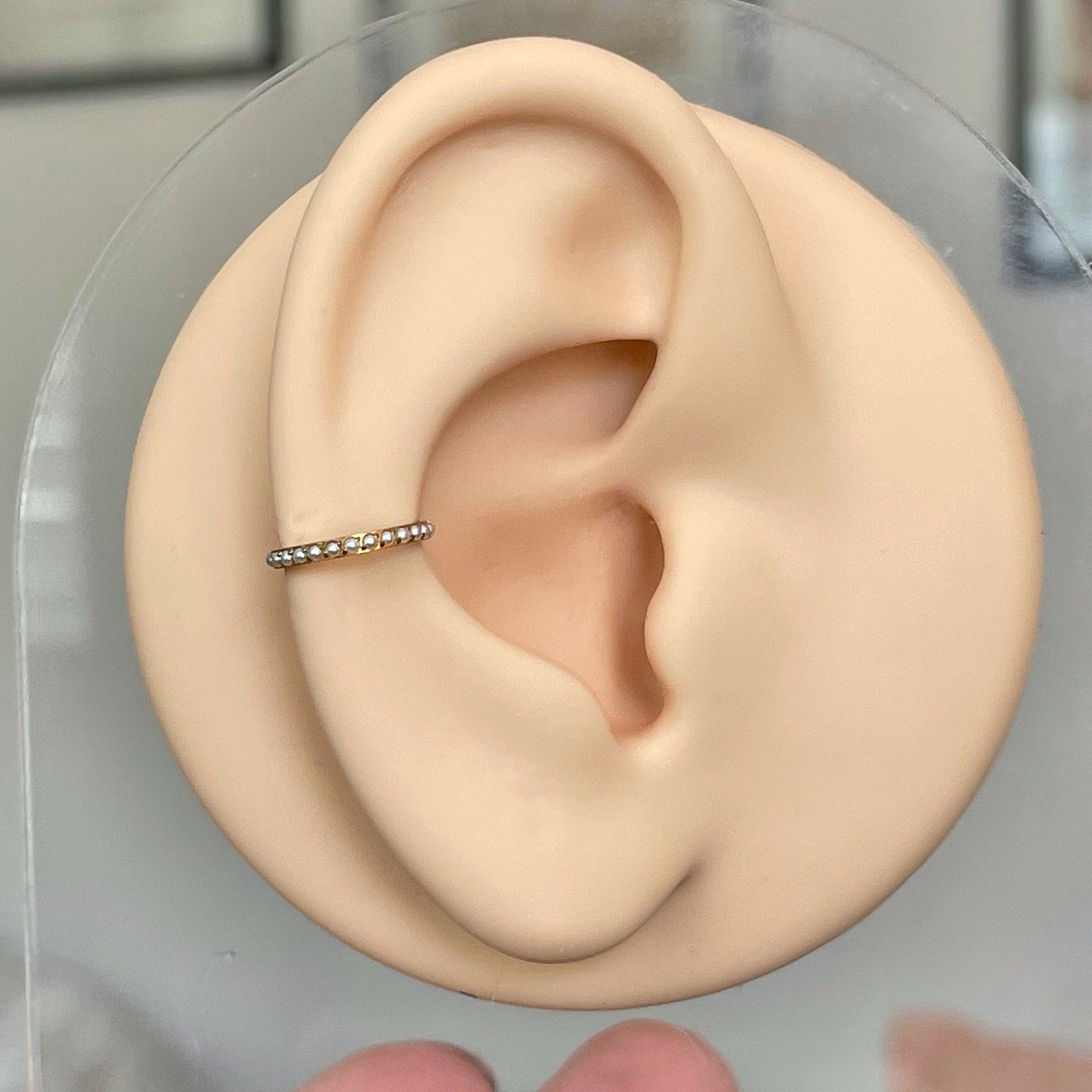 Lune de Perle Conch Earring-Segmented Hoop Clicker-Elara Body Jewelry