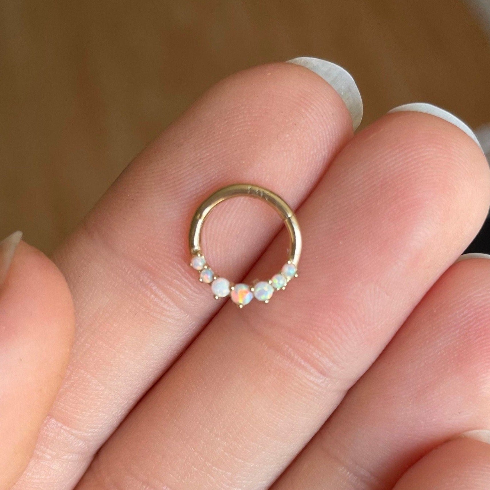 Lune d’Opale Septum Ring-Septum Ring-8mm Diameter-Yellow Gold-Elara Body Jewelry