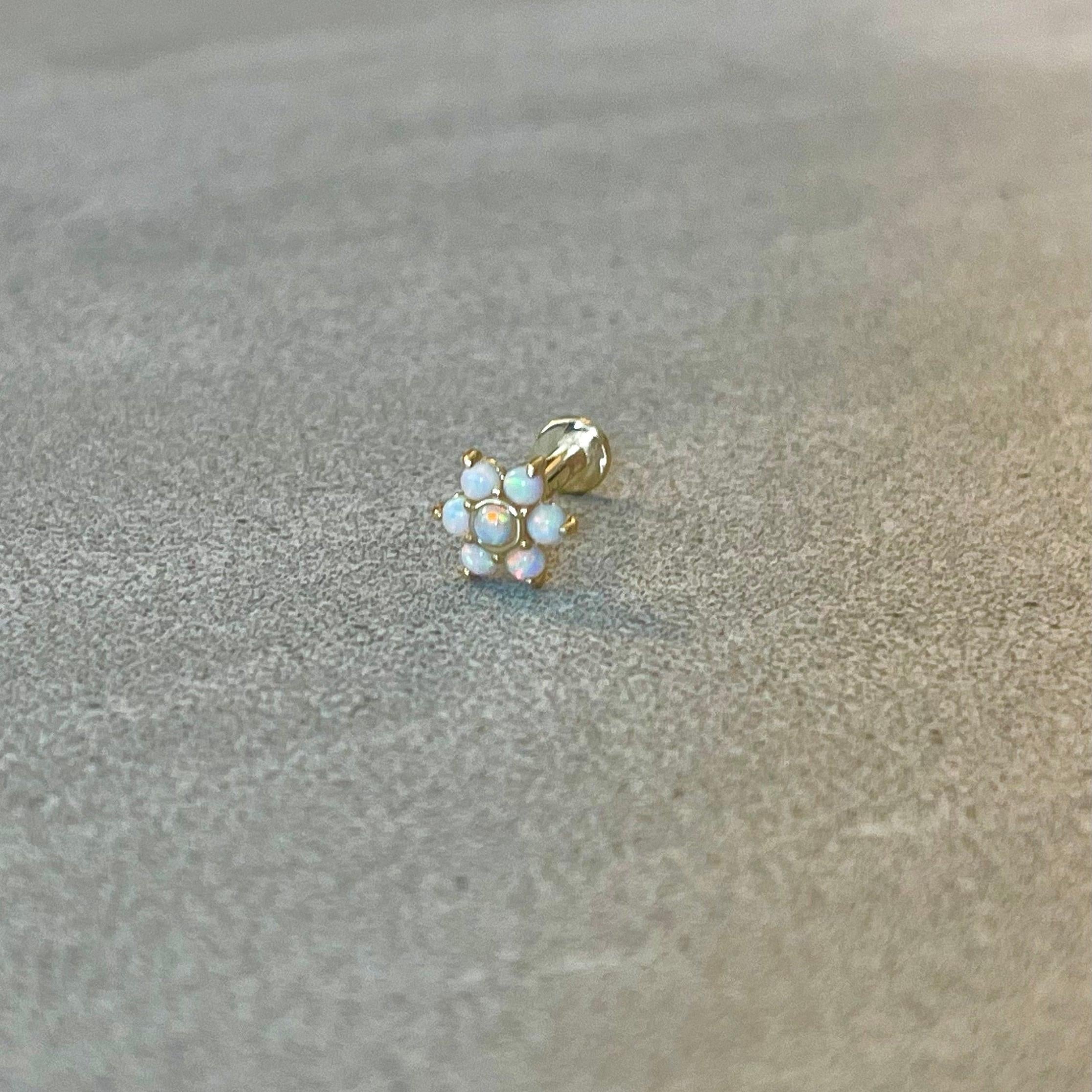 Luneda Bloom Flat Back Solid Gold Piercing-Cartilage Earring-Elara Body Jewelry