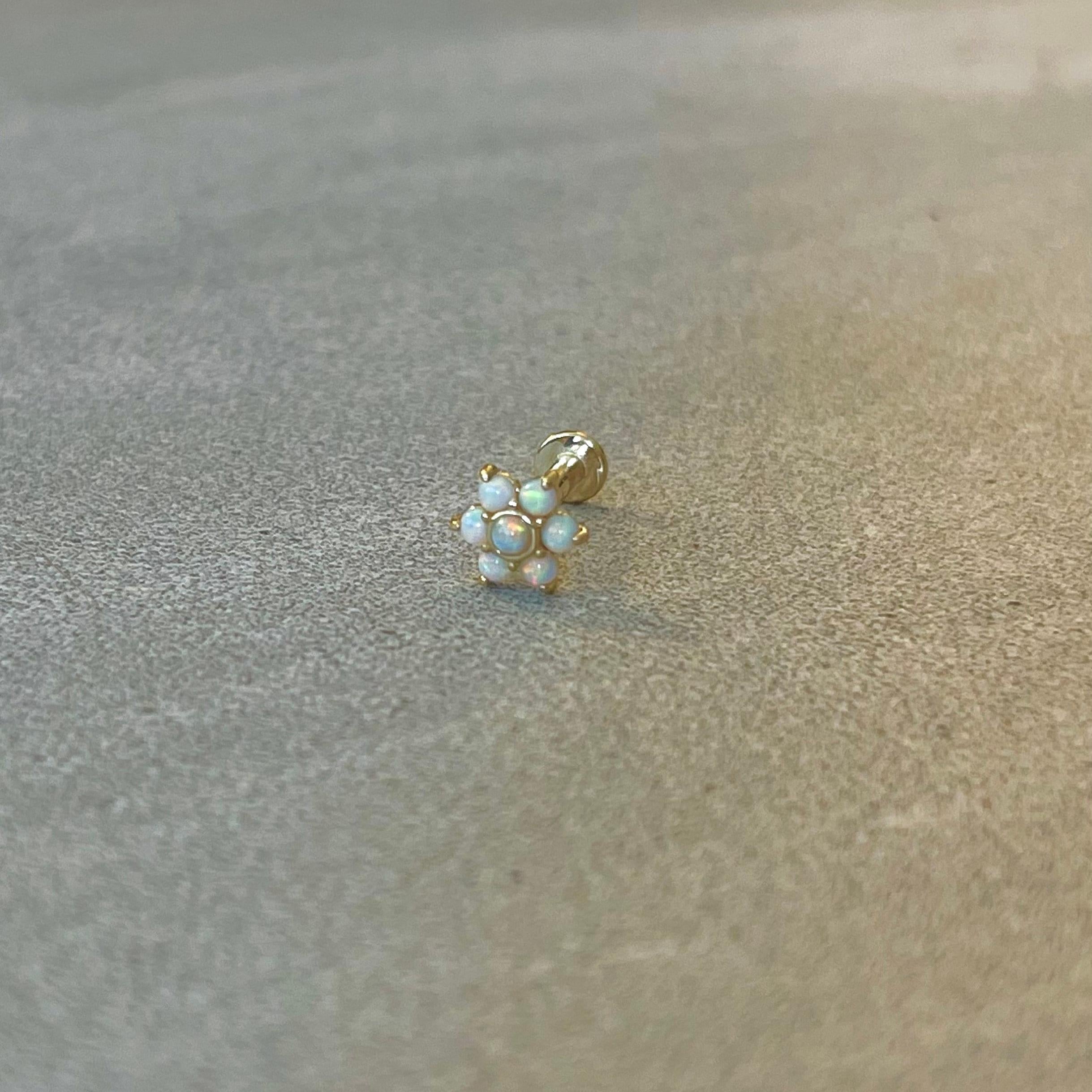 Luneda Bloom Flat Back Solid Gold Piercing-Cartilage Earring-Elara Body Jewelry