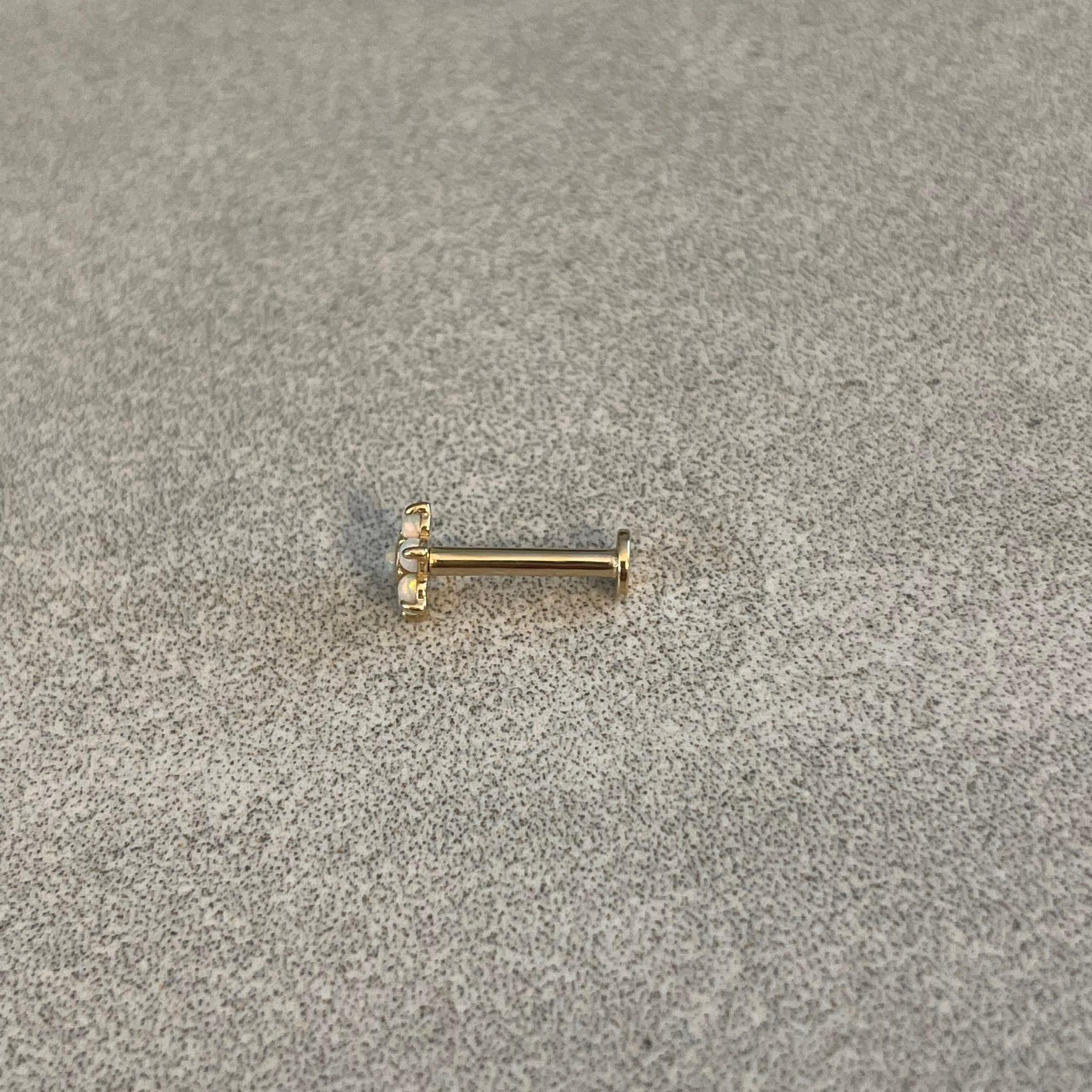 Luneda Bloom Flat Back Solid Gold Piercing-Cartilage Earring-Elara Body Jewelry