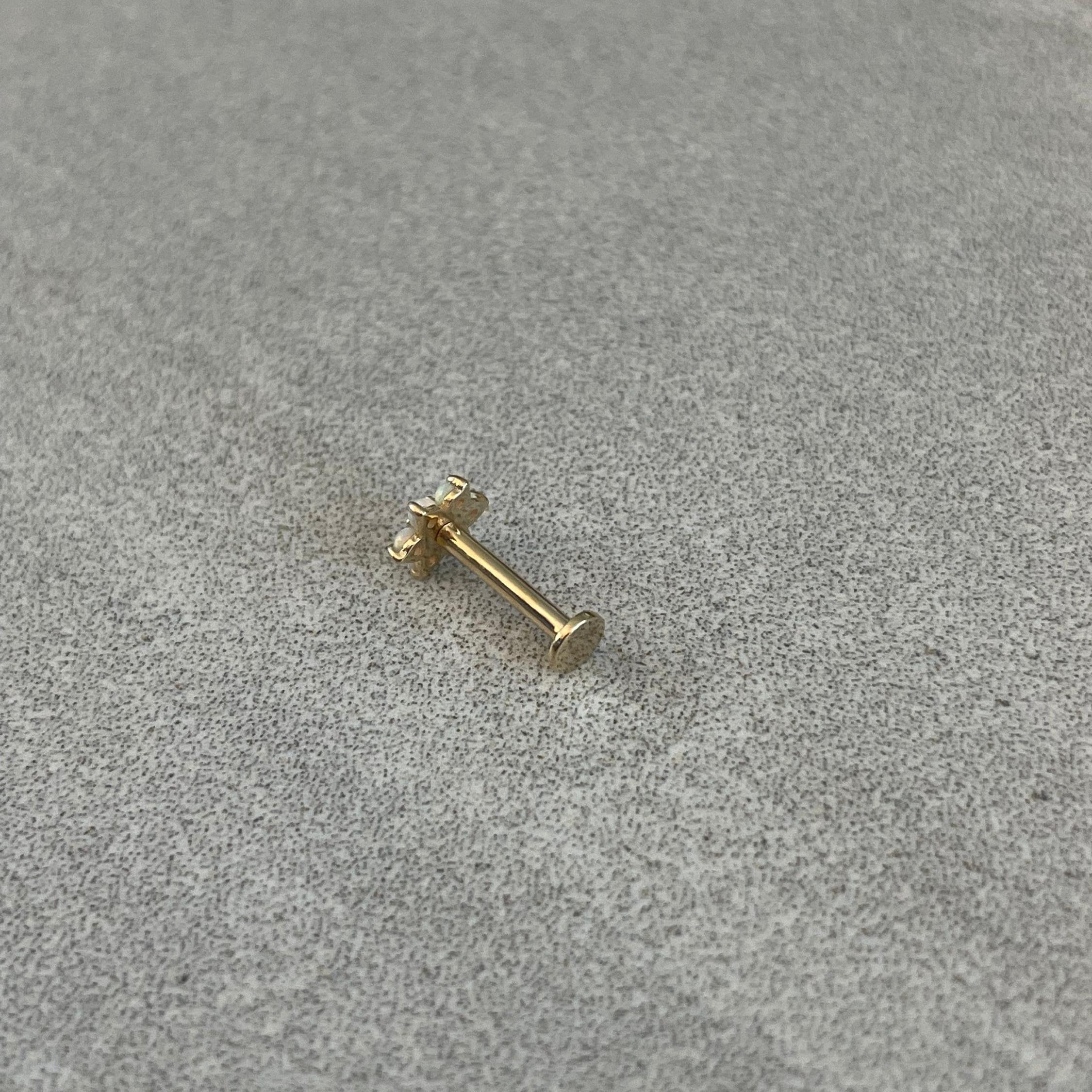 Luneda Bloom Flat Back Solid Gold Piercing-Cartilage Earring-Elara Body Jewelry