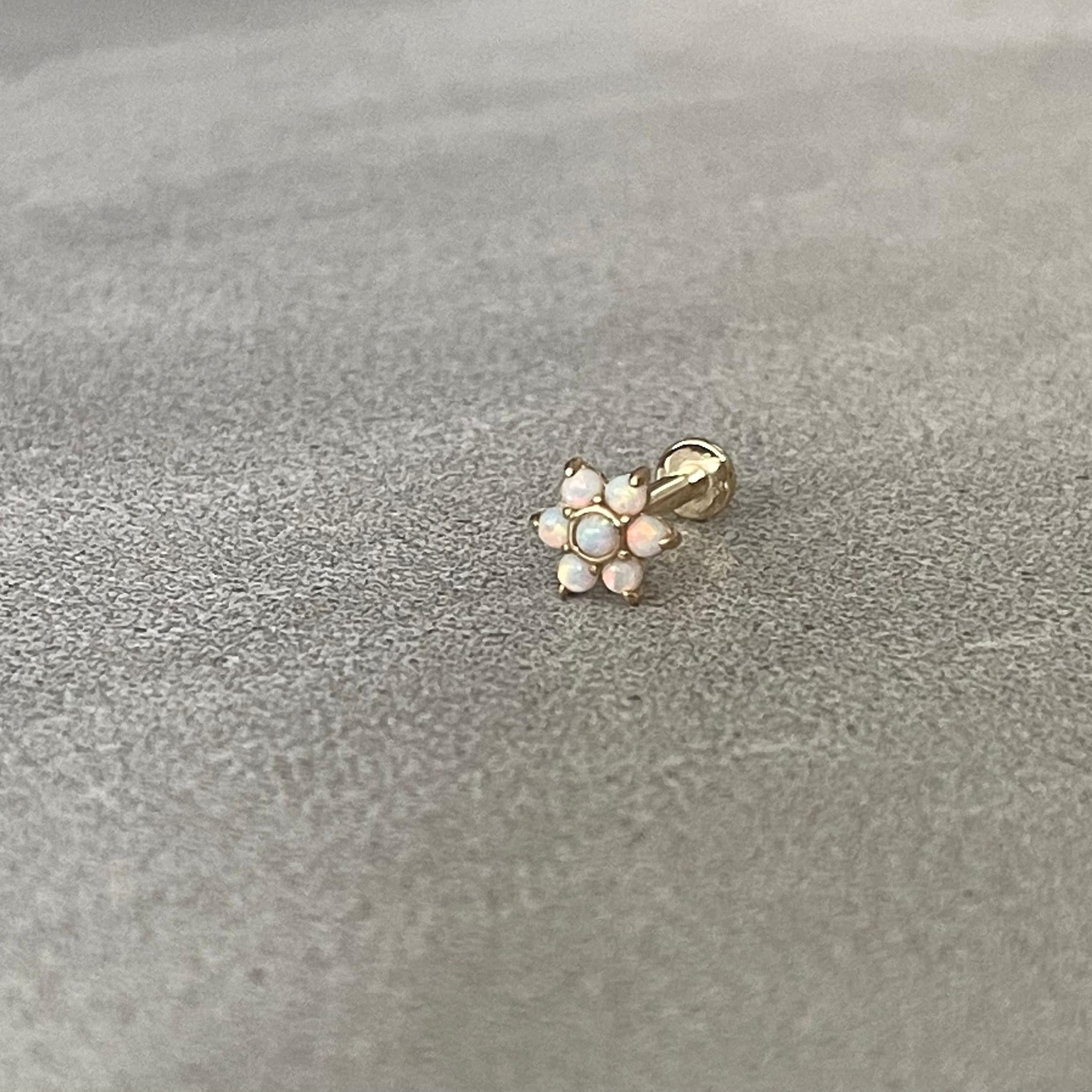 Luneda Bloom Flat Back Solid Gold Piercing-Cartilage Earring-Elara Body Jewelry