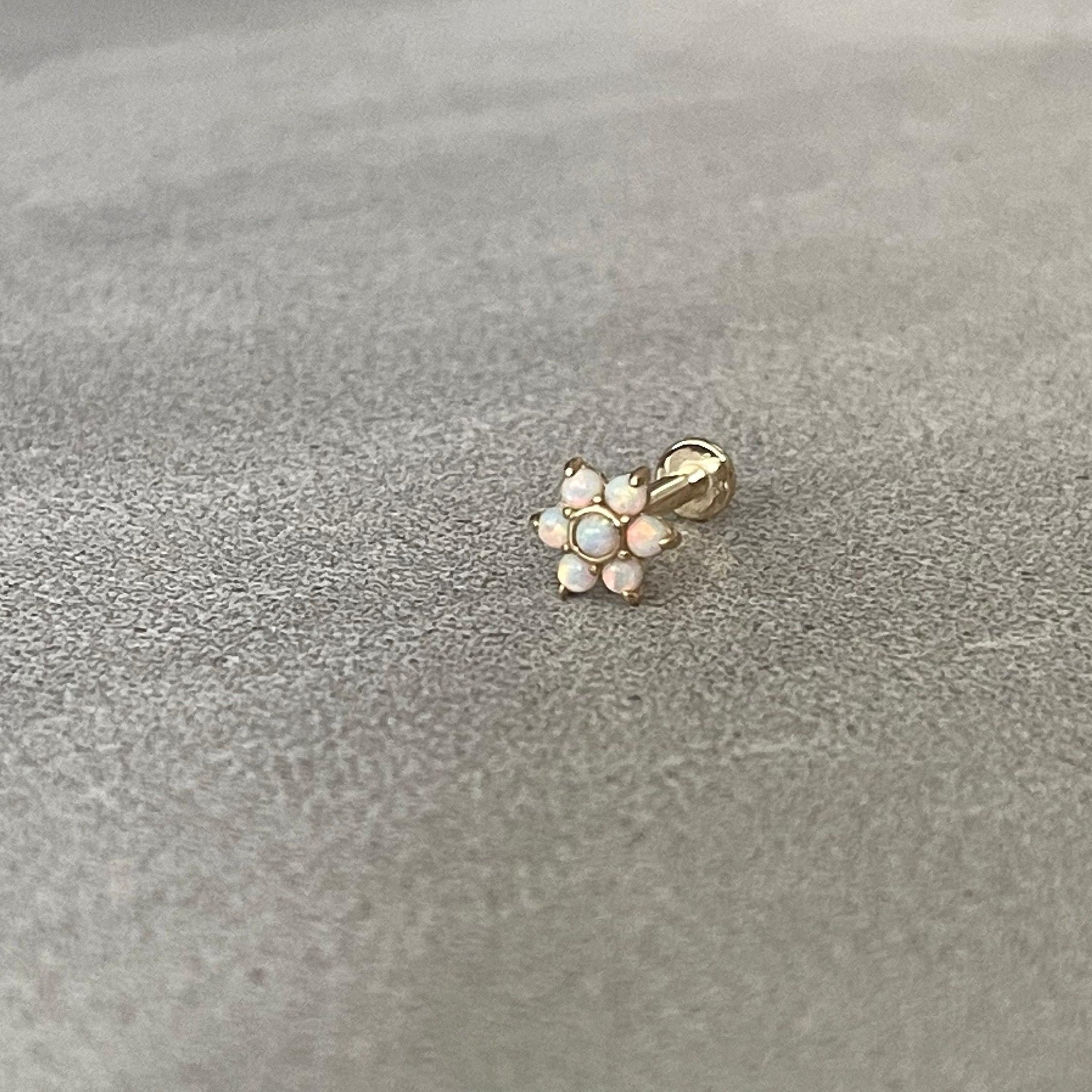 Luneda Bloom Flat Back Solid Gold Piercing-Cartilage Earring-Elara Body Jewelry