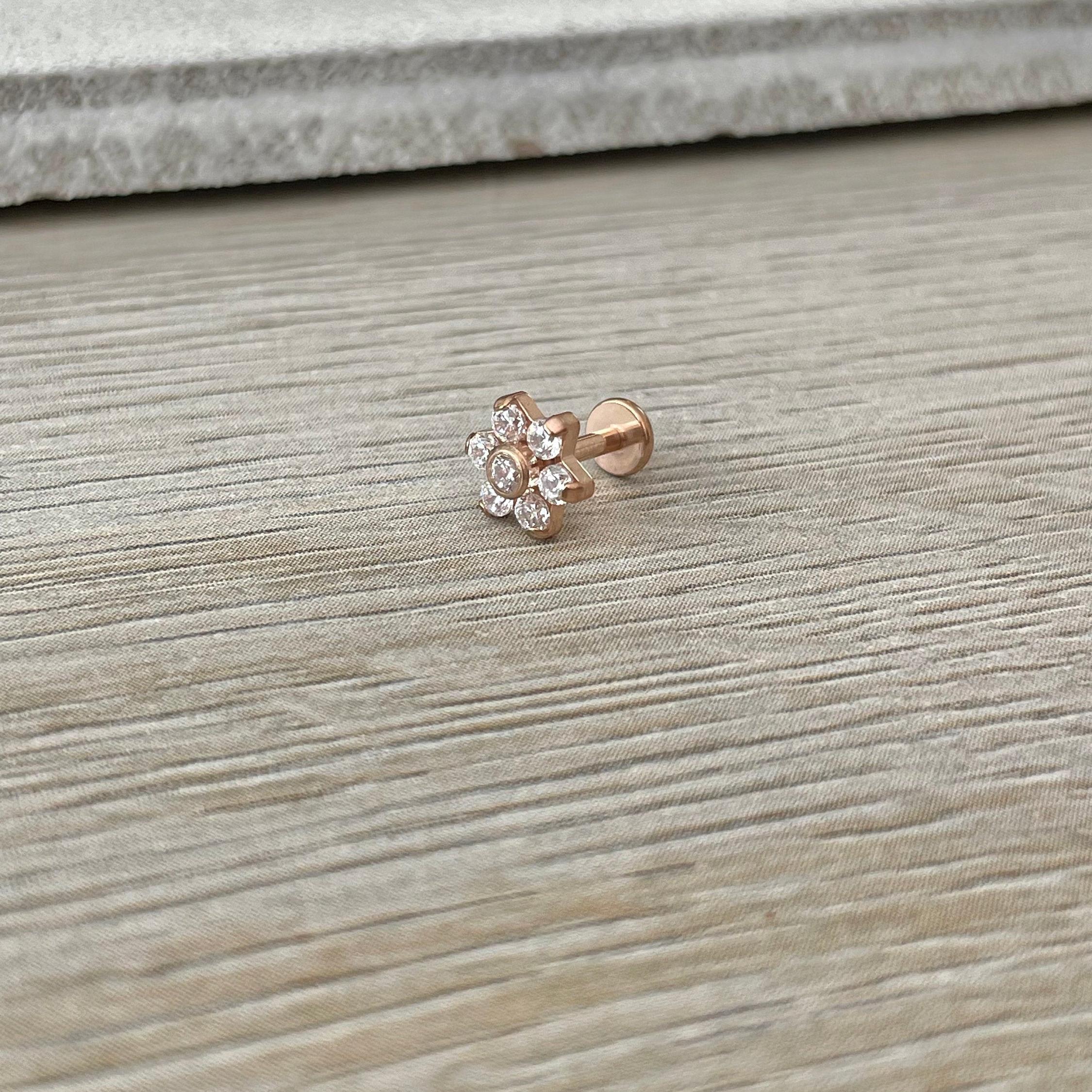 Luneda Bloom Flat Back Stud Piercing-Cartilage Earring-Elara Body Jewelry