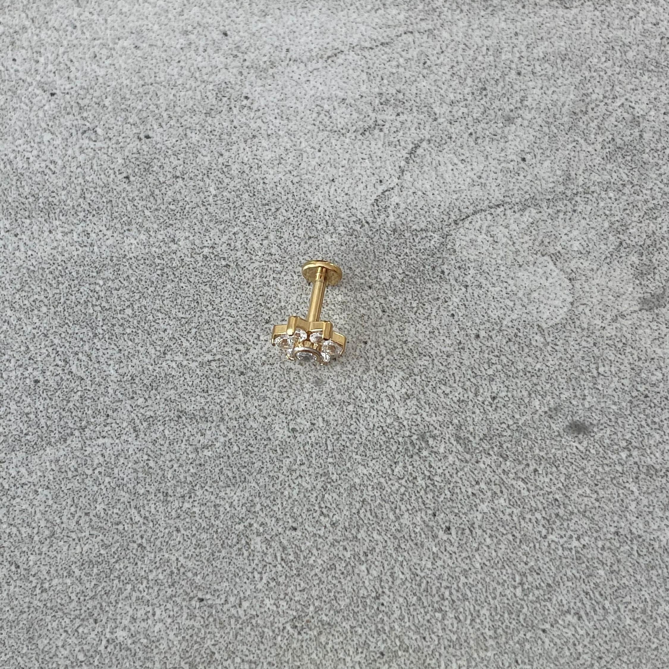 Luneda Bloom Flat Back Stud Piercing-Cartilage Earring-Elara Body Jewelry