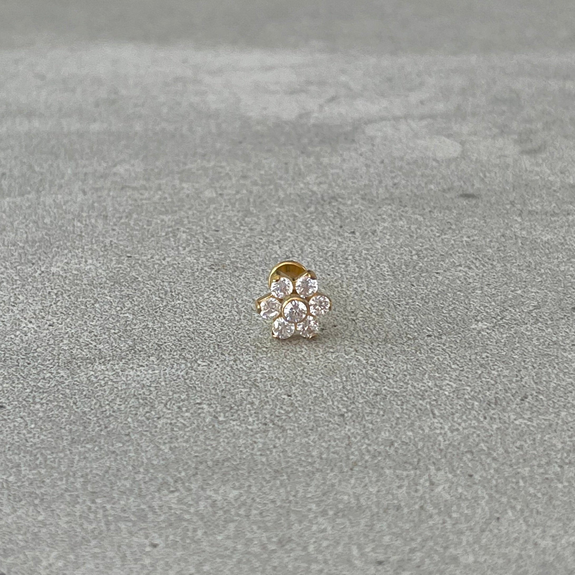 Luneda Bloom Flat Back Stud Piercing-Cartilage Earring-Elara Body Jewelry