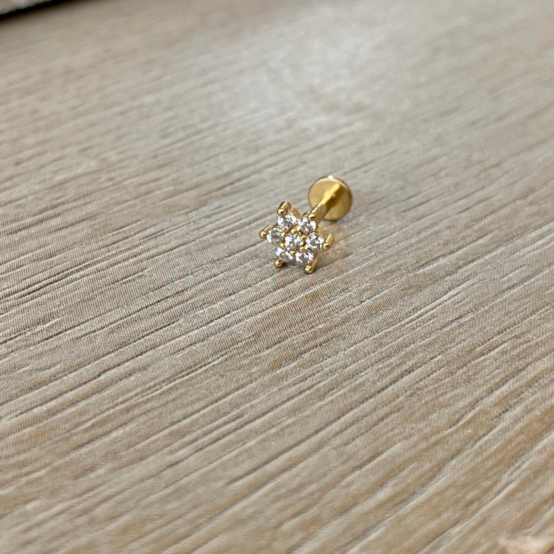 Luneda Bloom Flat Back Stud Piercing-Cartilage Earring-Elara Body Jewelry