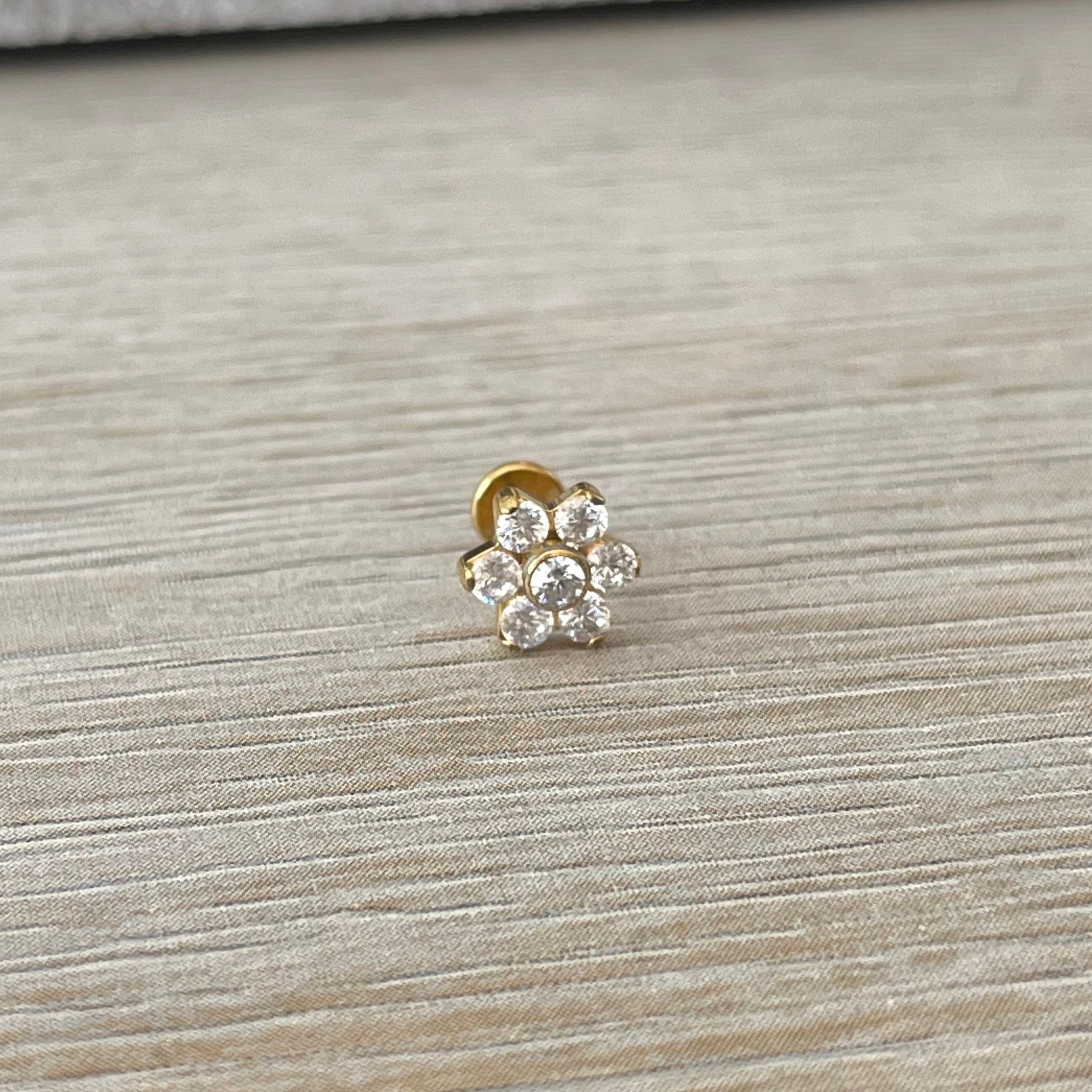 Luneda Bloom Flat Back Stud Piercing-Cartilage Earring-Elara Body Jewelry