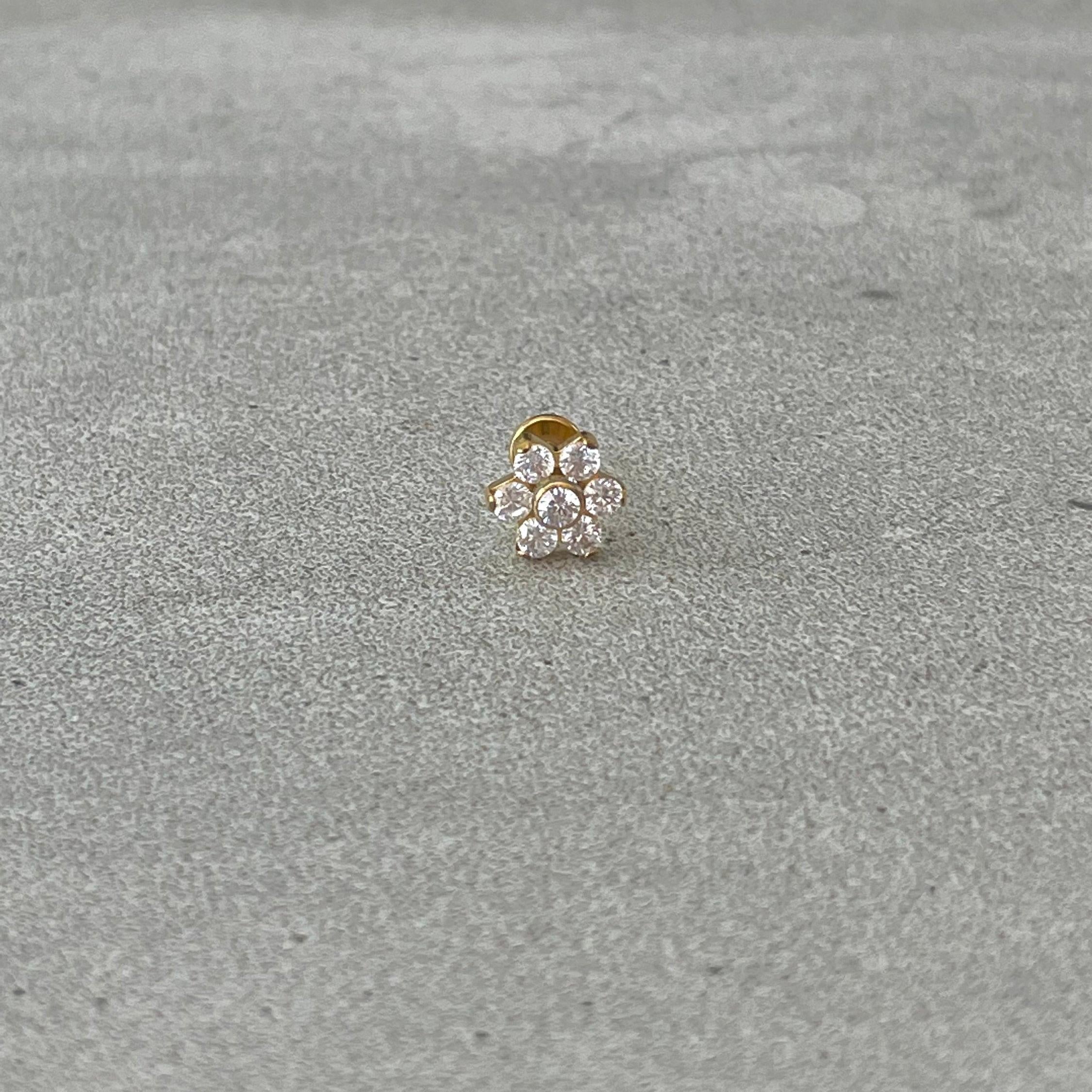 Luneda Bloom Flat Back Stud Piercing-Cartilage Earring-Elara Body Jewelry