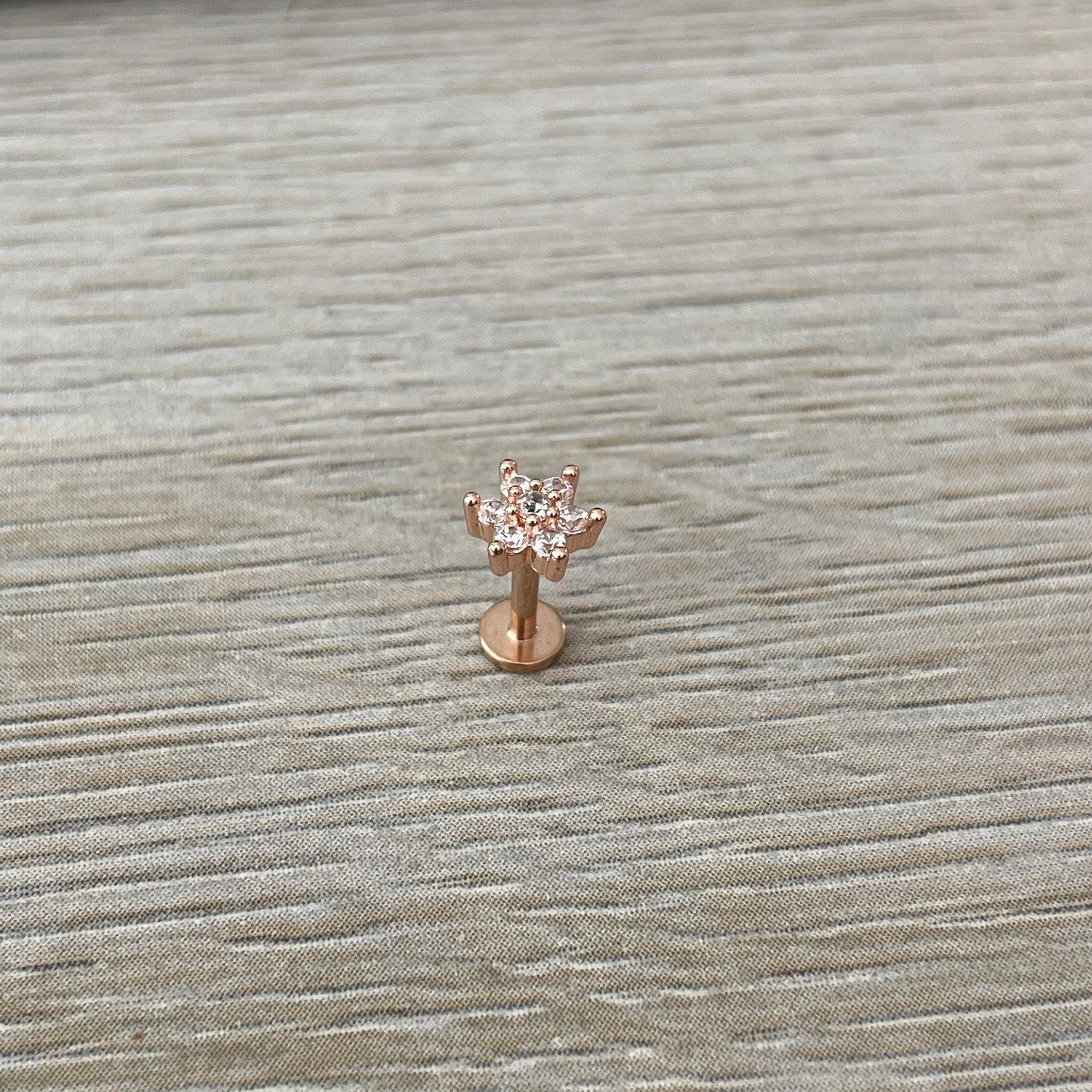 Luneda Bloom Flat Back Stud Piercing-Cartilage Earring-Elara Body Jewelry