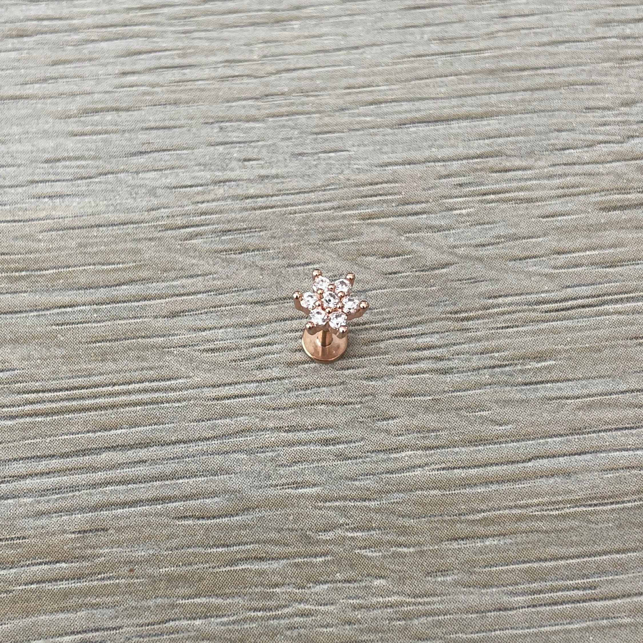 Luneda Bloom Flat Back Stud Piercing-Cartilage Earring-Elara Body Jewelry