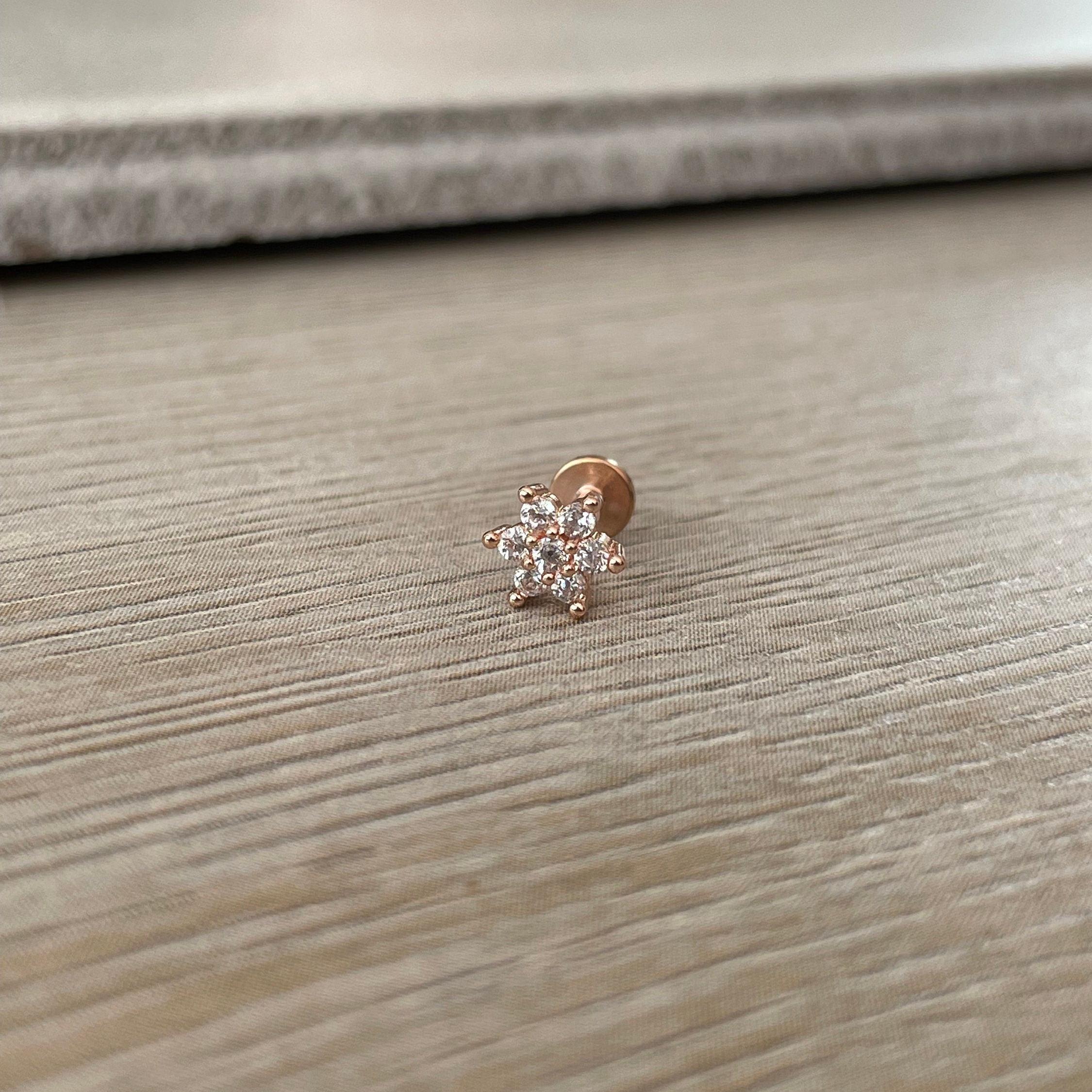 Luneda Bloom Flat Back Stud Piercing-Cartilage Earring-Elara Body Jewelry