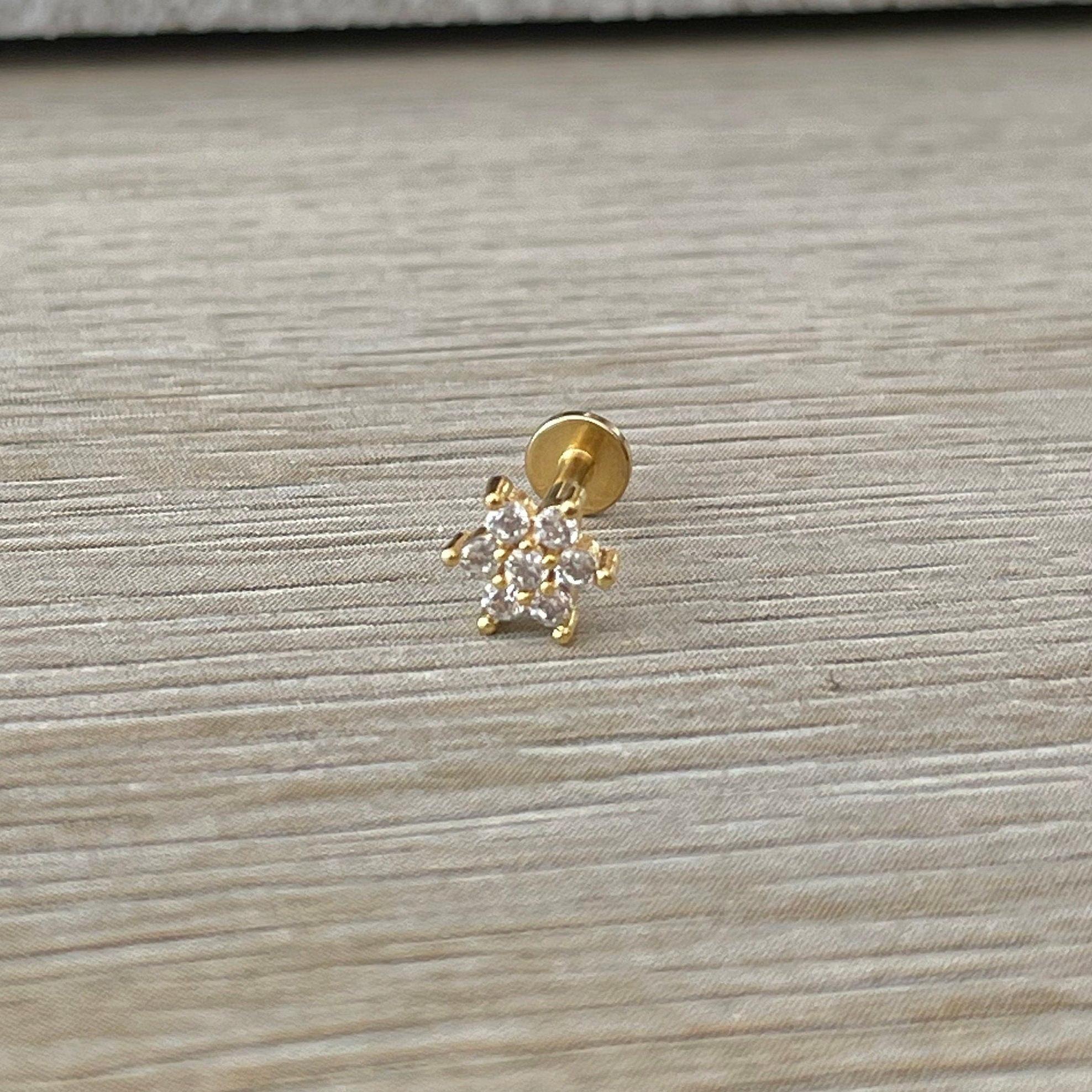 Luneda Bloom Flat Back Stud Piercing-Cartilage Earring-Elara Body Jewelry