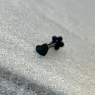 Luneda Heart Flat Back Stud-Cartilage Earring-Black-Elara Body Jewelry