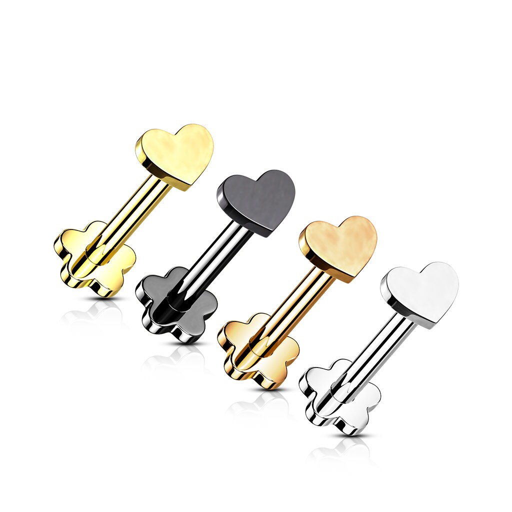 Luneda Heart Flat Back Stud-Cartilage Earring-Rose gold-Elara Body Jewelry