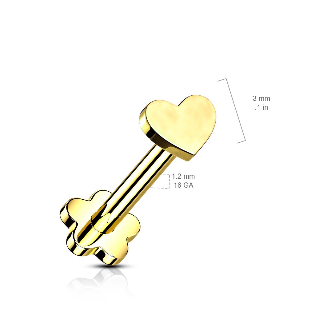 Luneda Heart Flat Back Stud-Cartilage Earring-Elara Body Jewelry