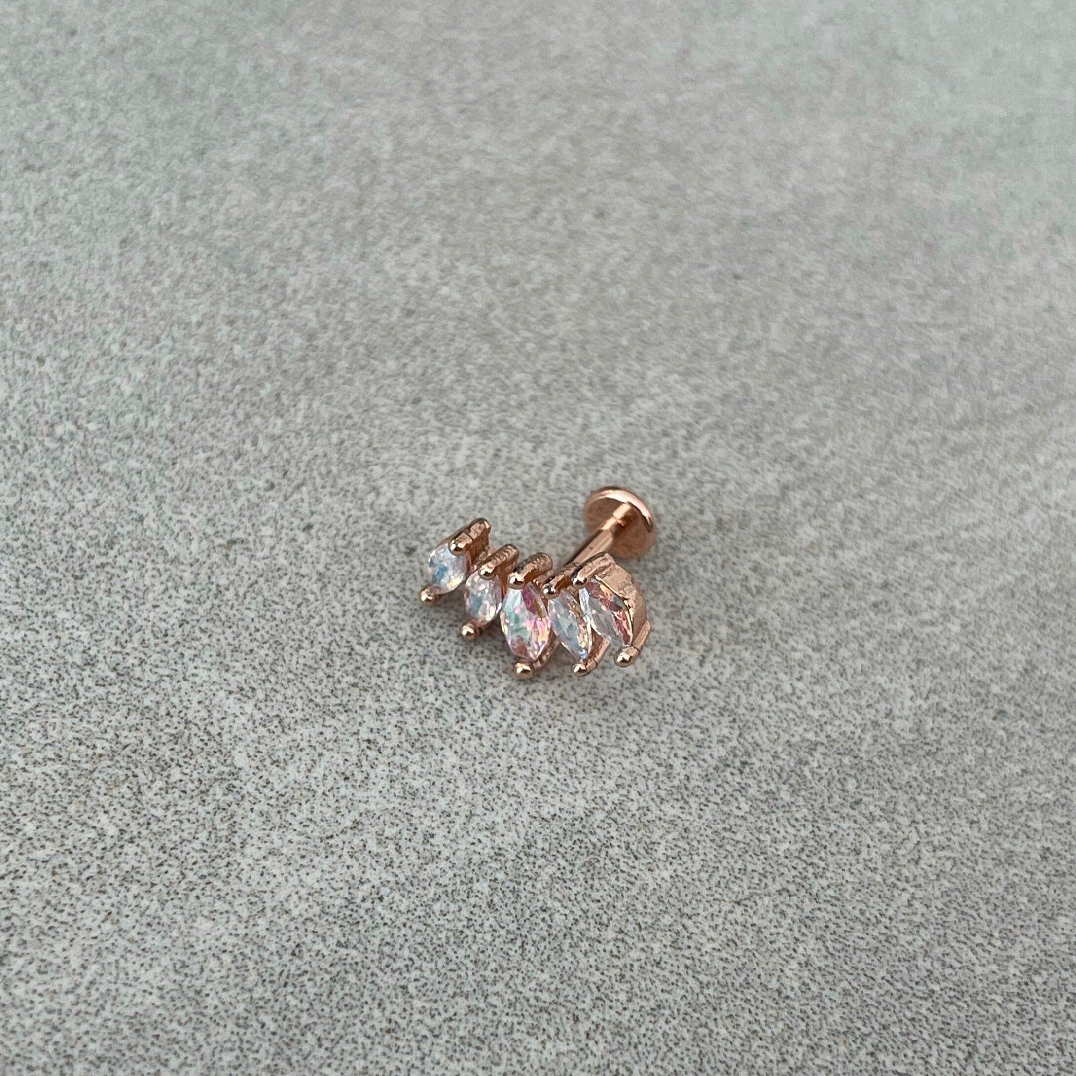 Lustralis Flat Back Piercing-Cartilage Earring-Elara Body Jewelry