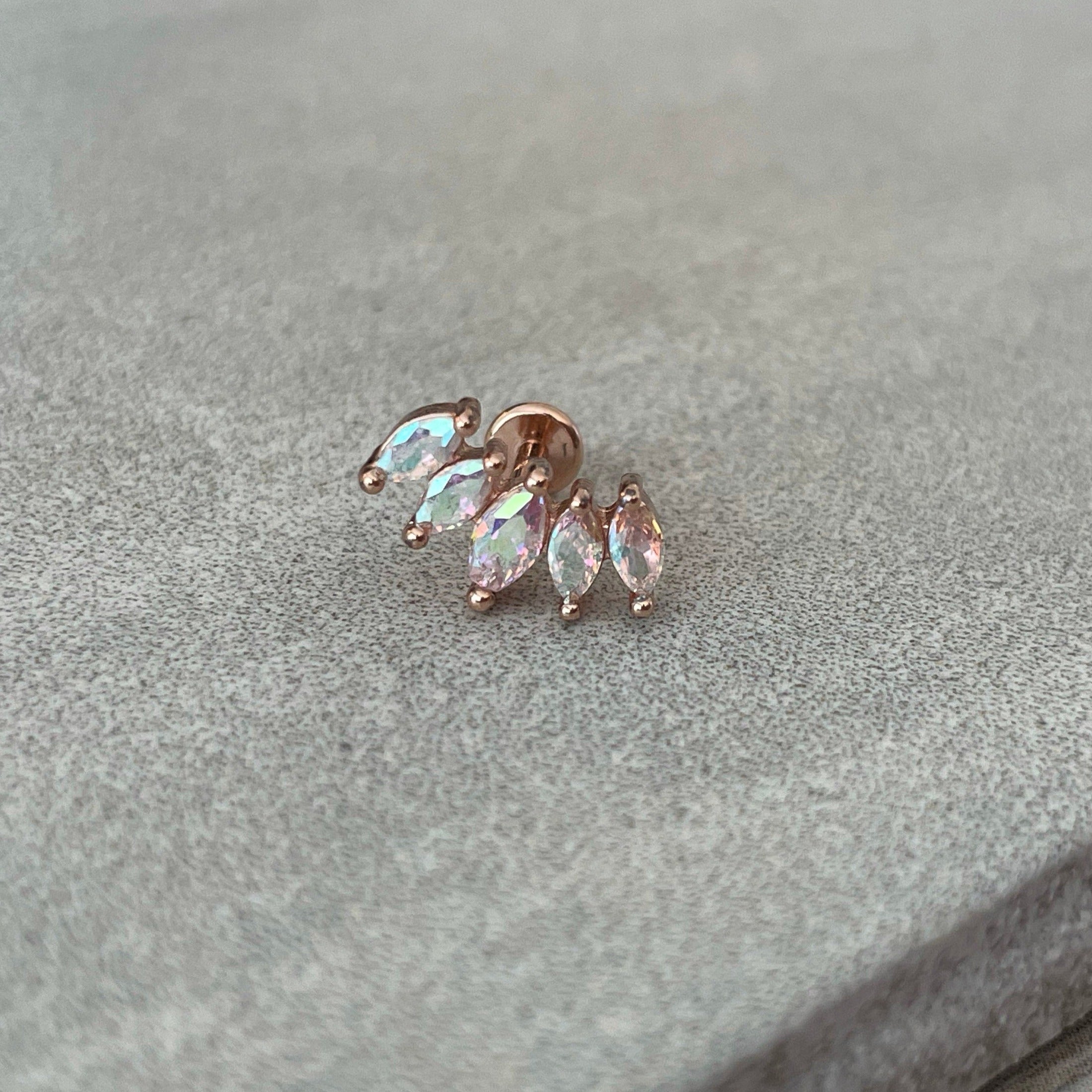 Lustralis Flat Back Piercing-Cartilage Earring-Elara Body Jewelry