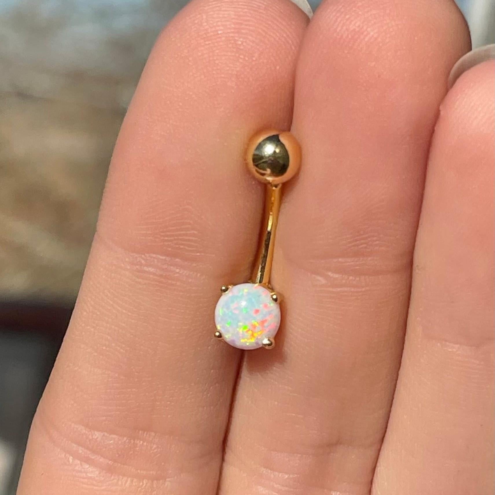 Mira Opal Belly Button Ring-Belly Button Rings-Gold-Elara Body Jewelry