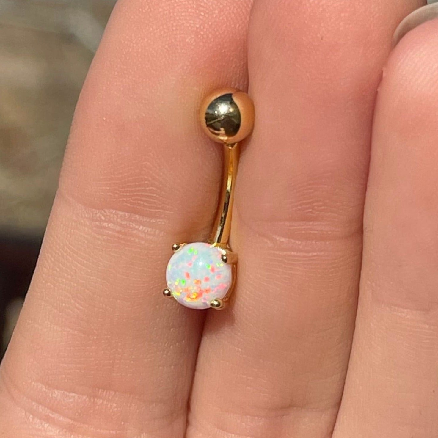 Mira Opal Belly Button Ring-Belly Button Rings-Elara Body Jewelry