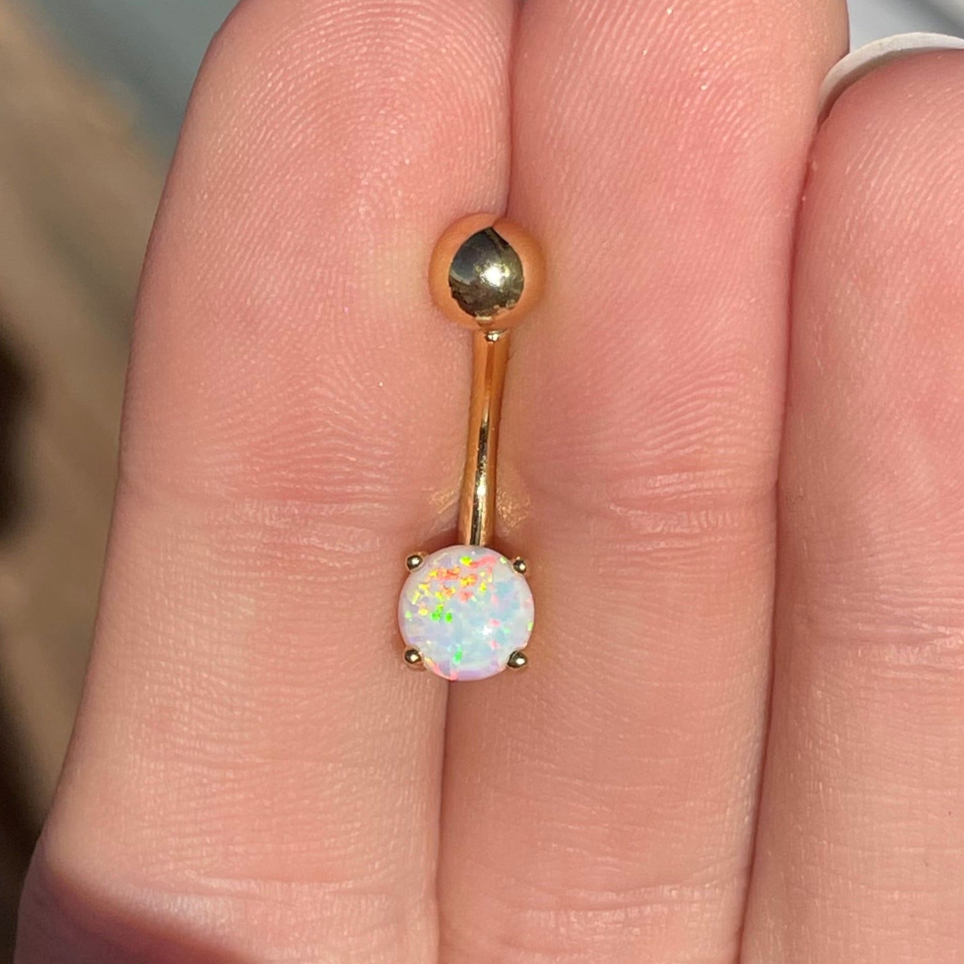 Mira Opal Belly Button Ring-Belly Button Rings-Elara Body Jewelry