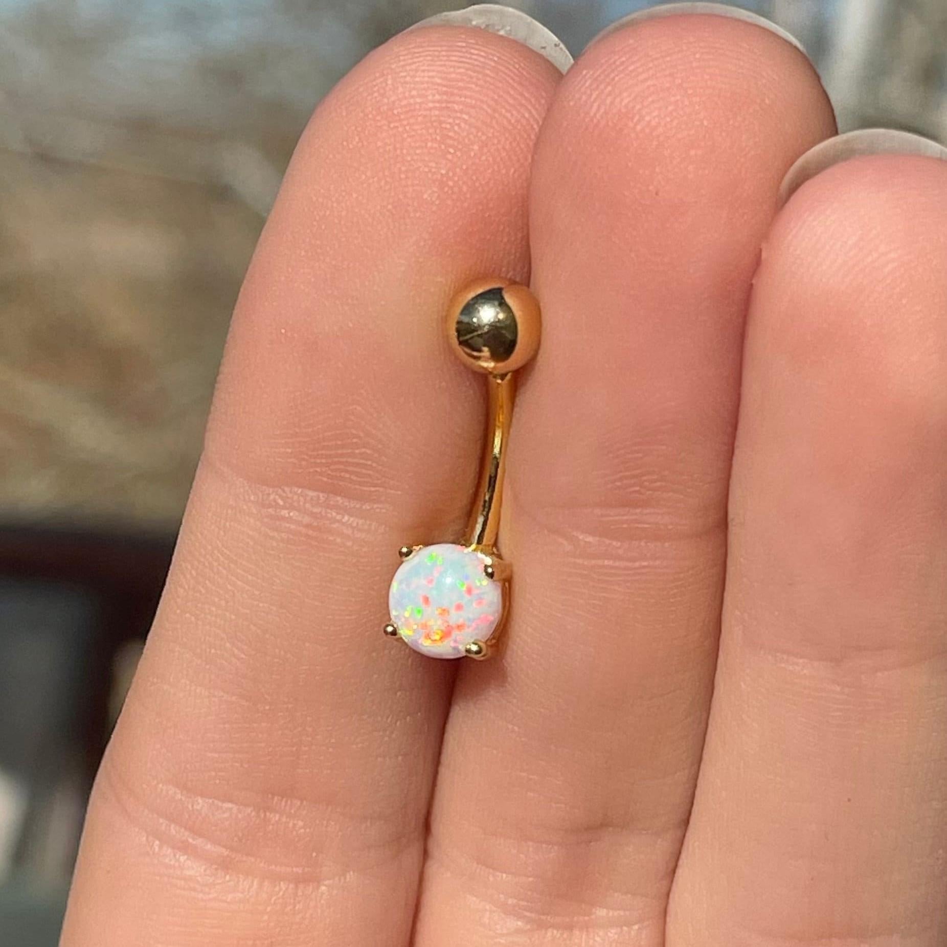 Mira Opal Belly Button Ring-Belly Button Rings-Elara Body Jewelry