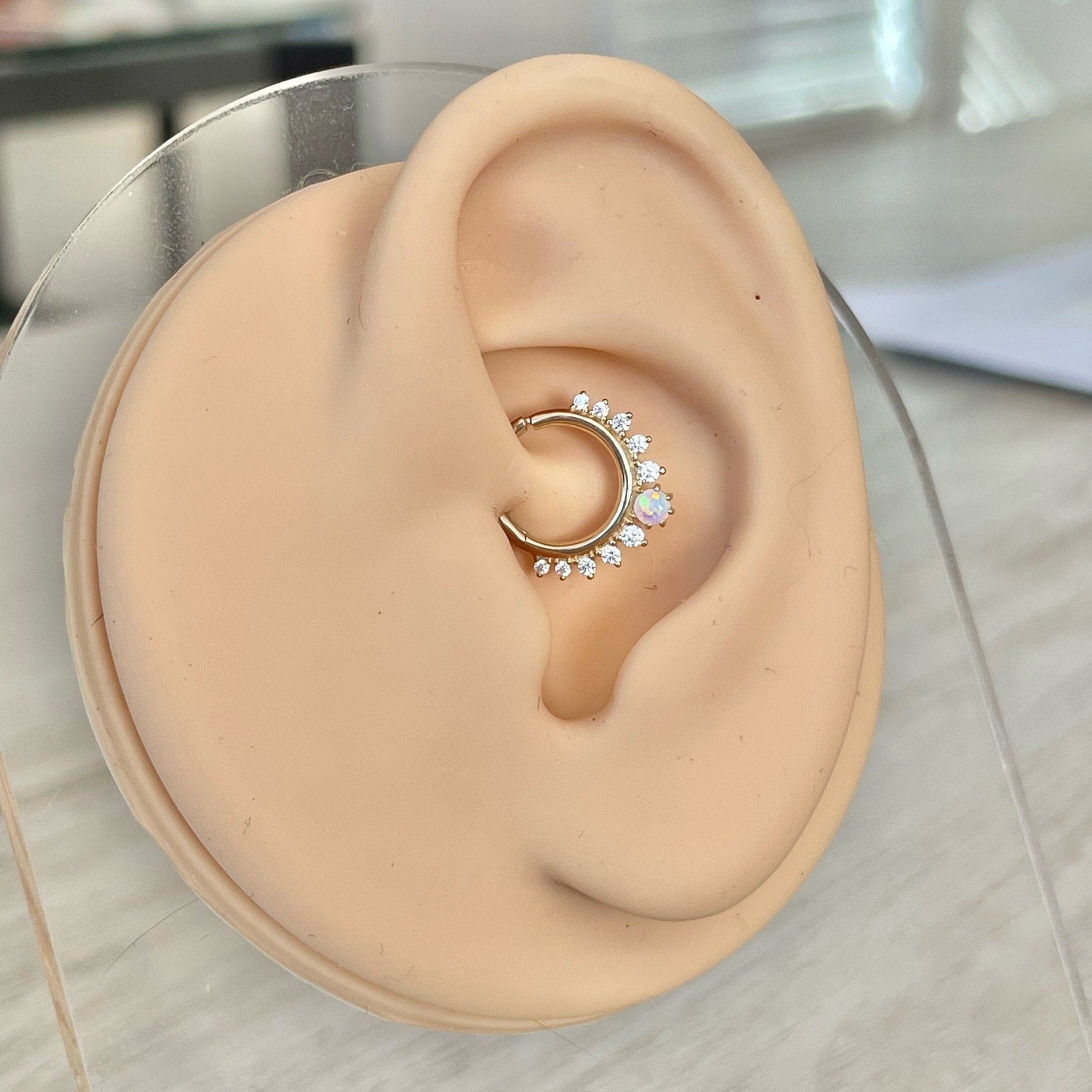 Nebuleuse Daith Earring-Daith Earring-8mm Diameter-Yellow Gold-Elara Body Jewelry