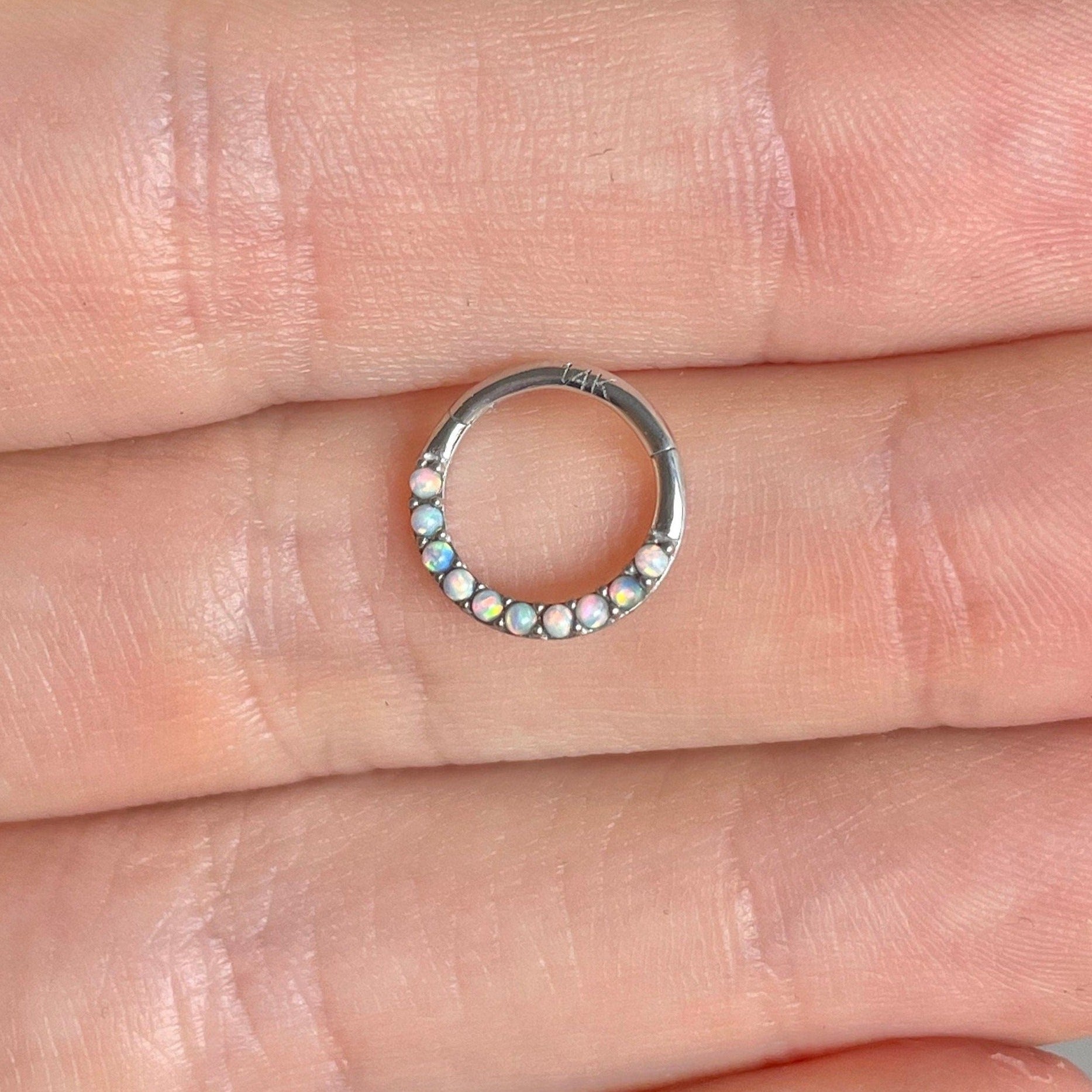 Opaline Halo Daith Earring-Daith Earring-Elara Body Jewelry