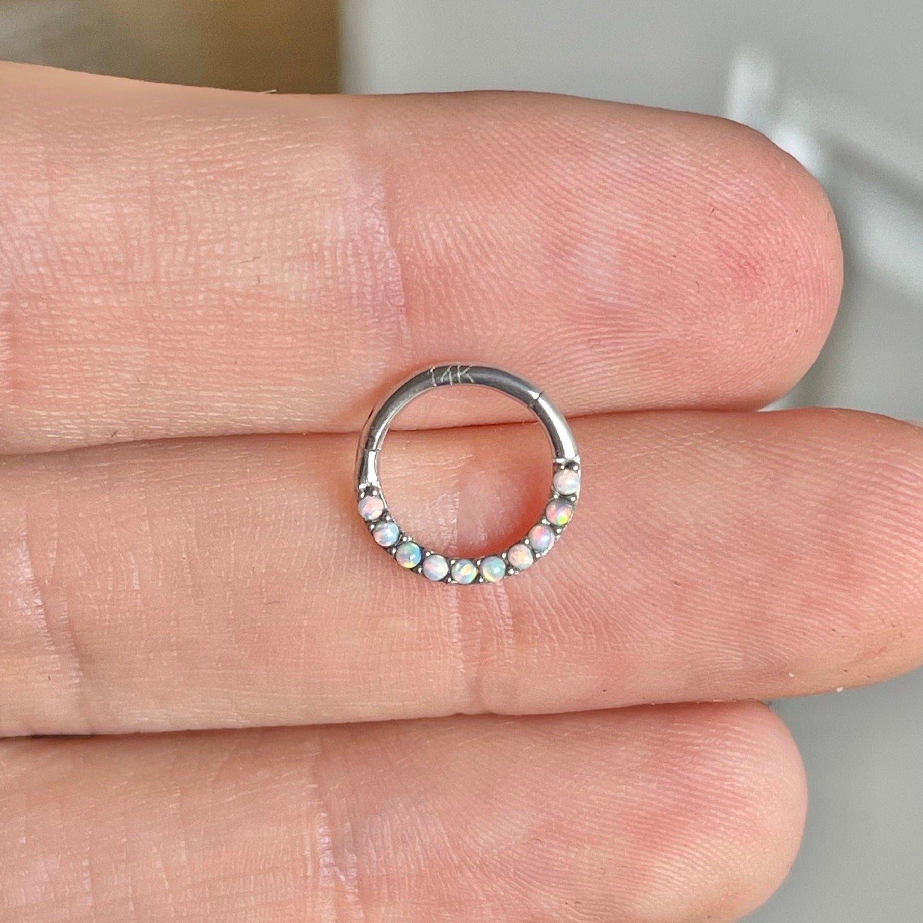 Opaline Halo Daith Earring-Daith Earring-Elara Body Jewelry