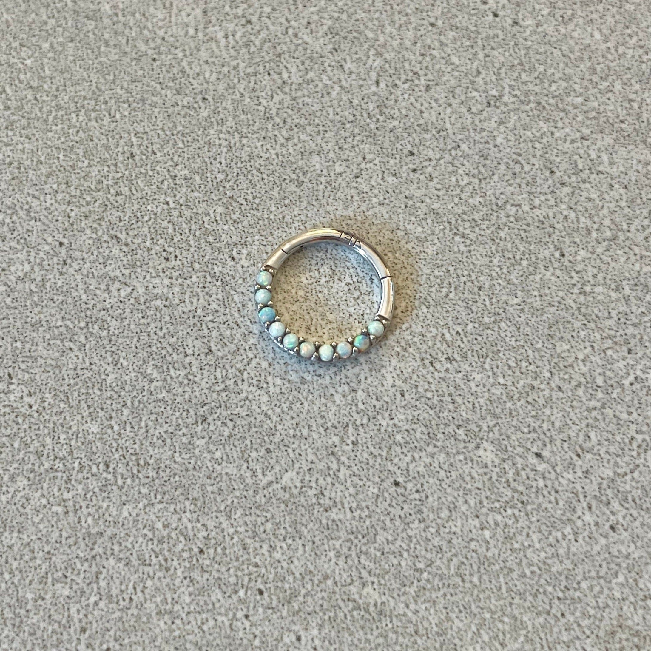 Opaline Halo Daith Earring-Daith Earring-Elara Body Jewelry