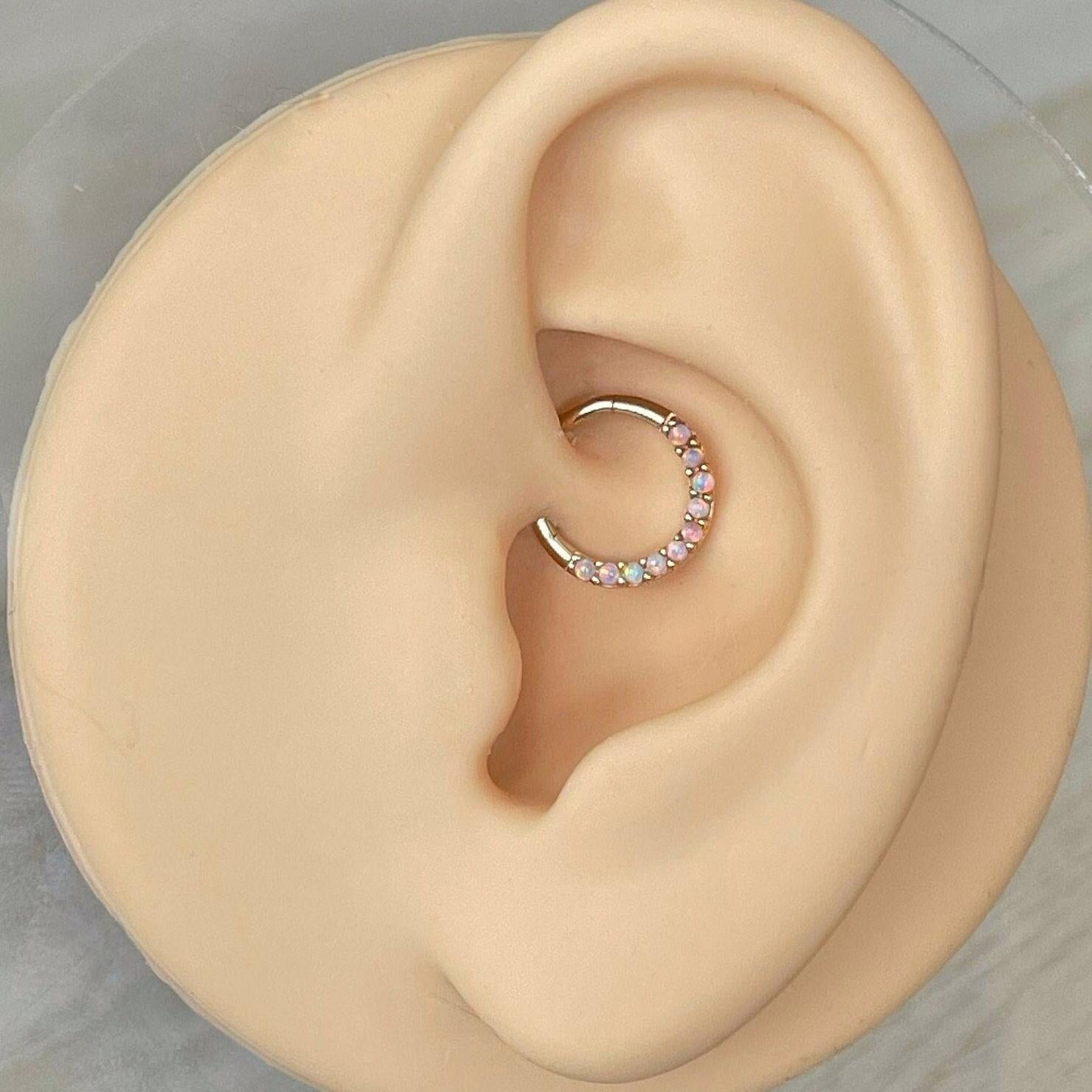 Opaline Halo Daith Earring-Daith Earring-Elara Body Jewelry