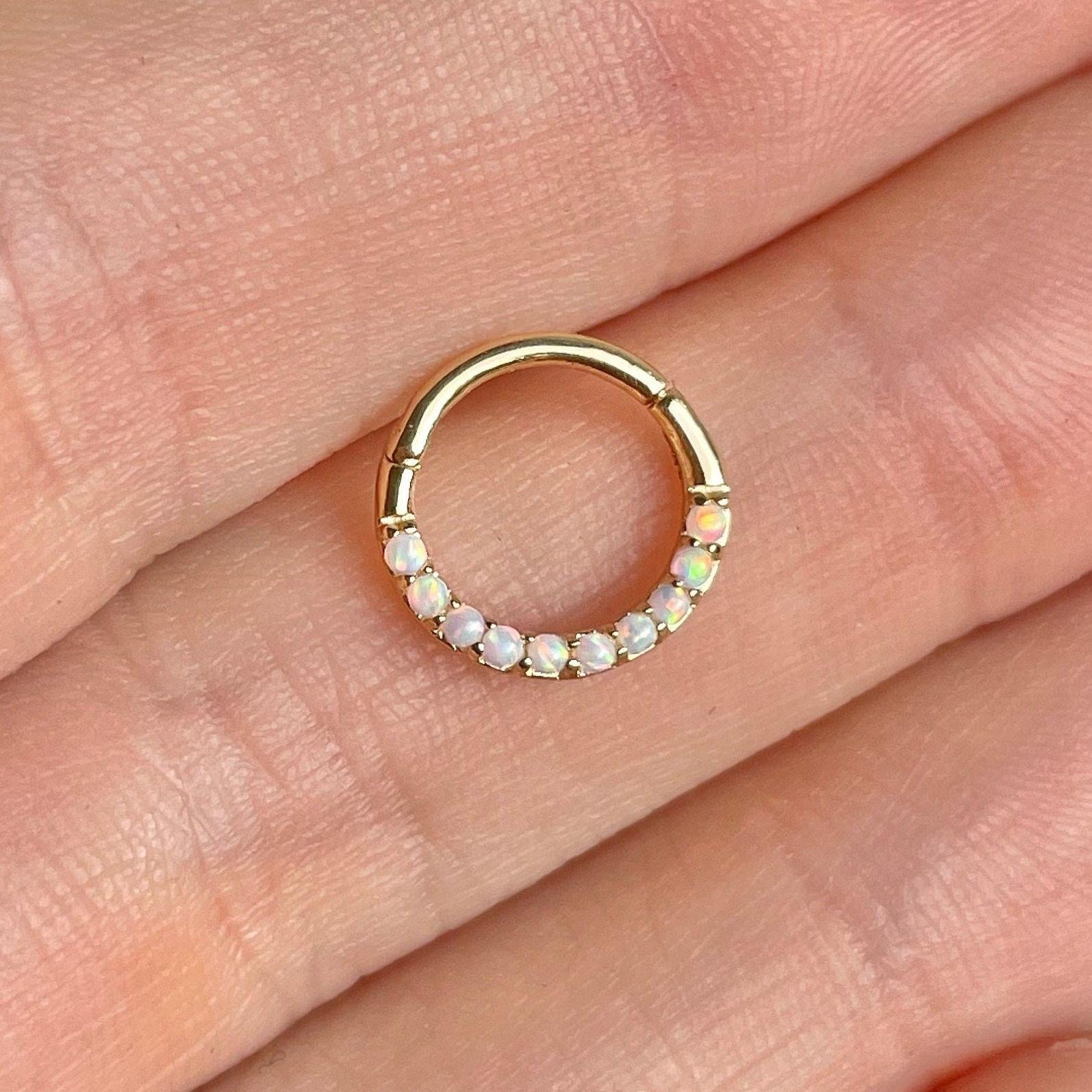 Opaline Halo Daith Earring-Daith Earring-Elara Body Jewelry