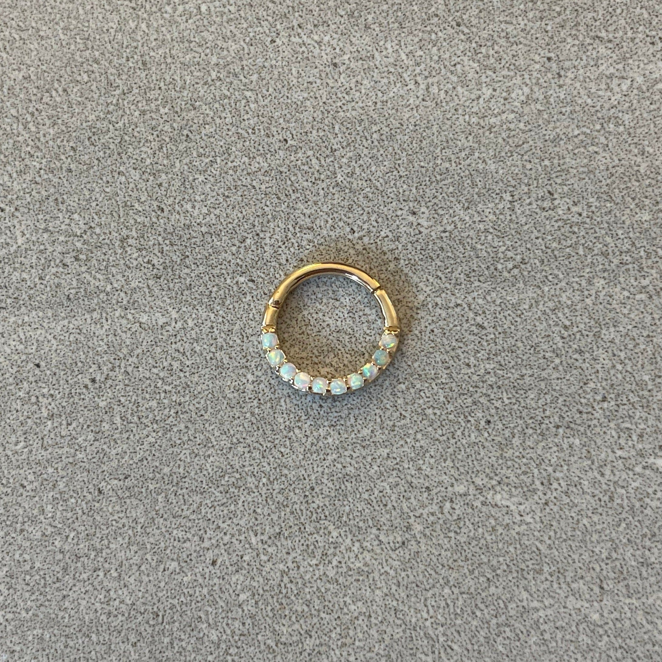 Opaline Halo Daith Earring-Daith Earring-6mm Diameter-Yellow Gold-Elara Body Jewelry