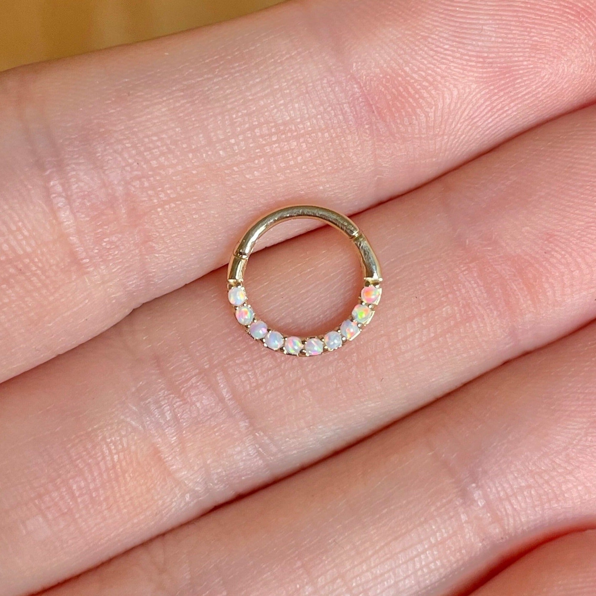 Opaline Halo Septum Ring-Septum Ring-Elara Body Jewelry