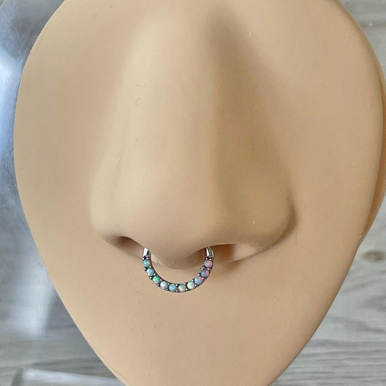 Opaline Halo Septum Ring-Septum Ring-Elara Body Jewelry