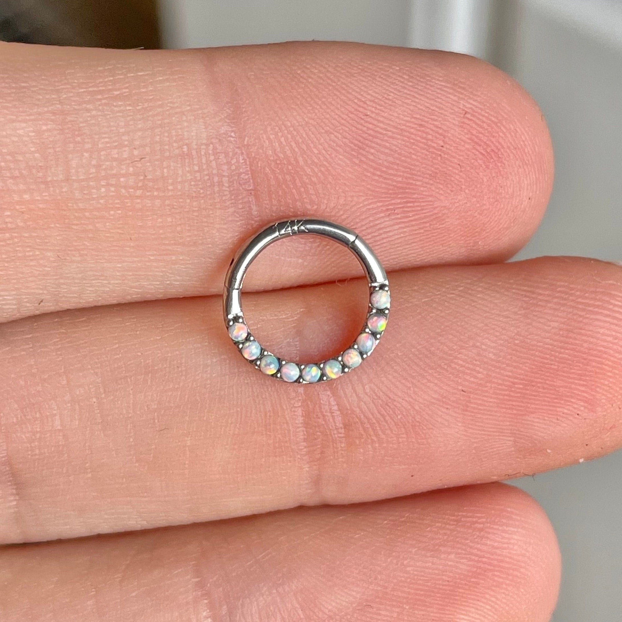 Opaline Halo Septum Ring-Septum Ring-Elara Body Jewelry